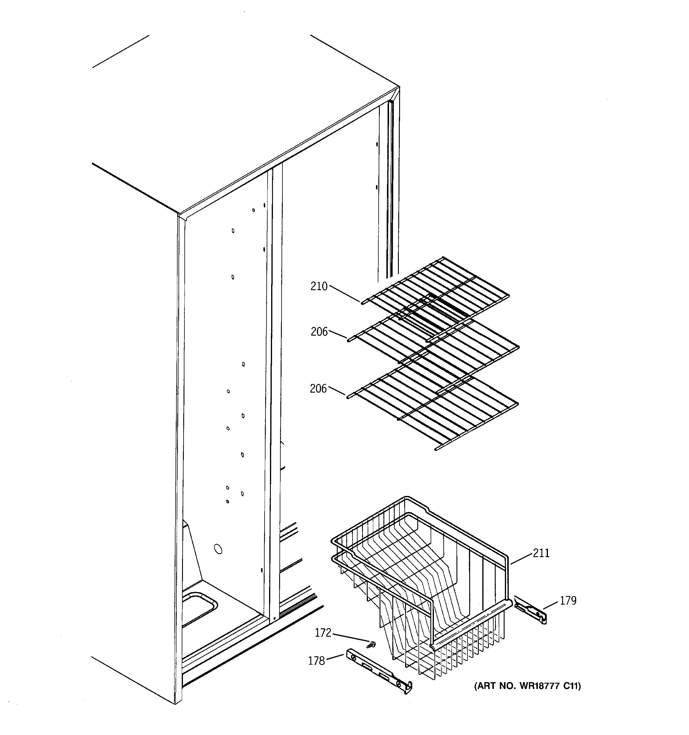 GE GST20IEPHCC freezer shelves diagram