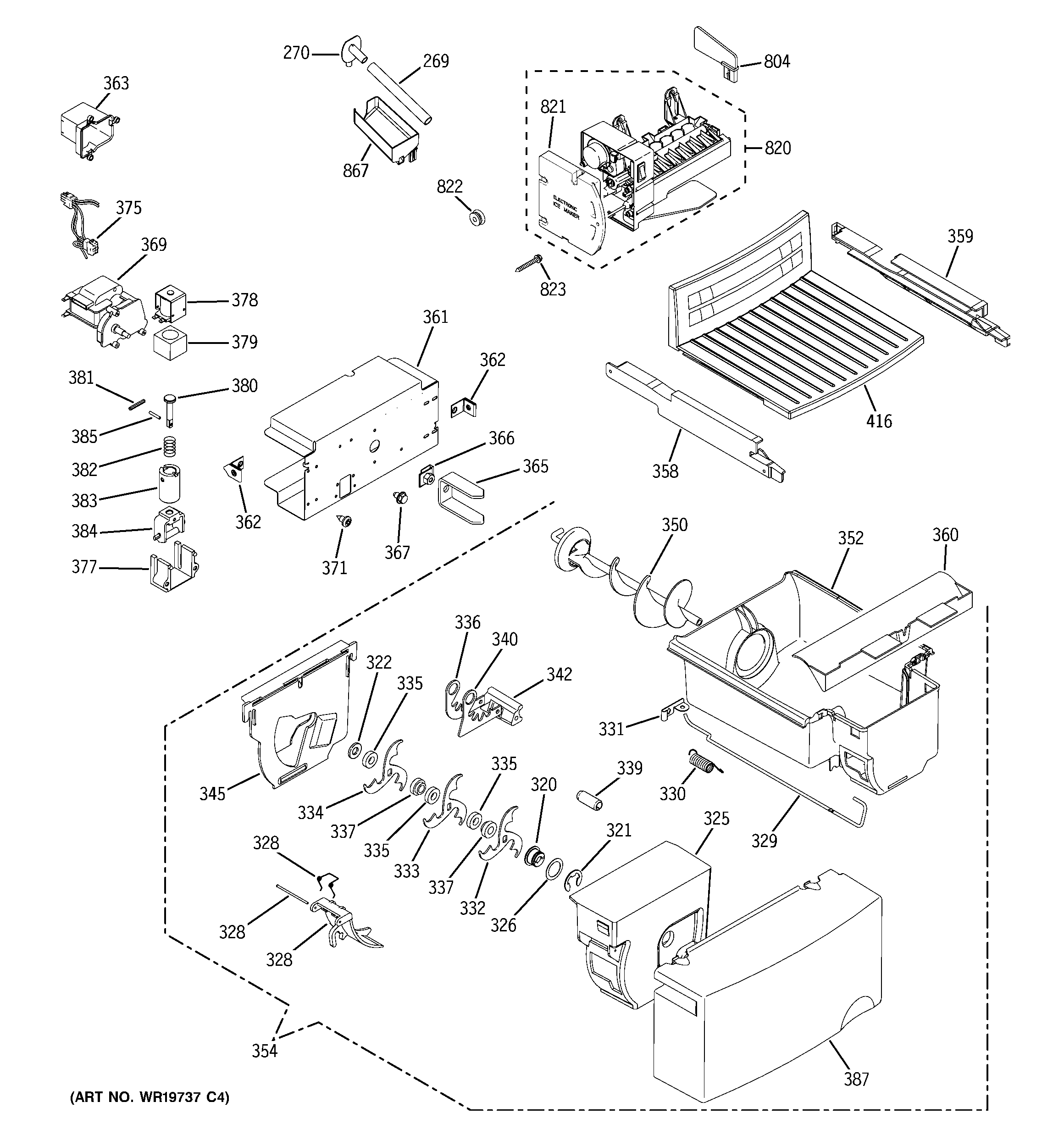 GE GST20IEPHCC ice maker & dispenser diagram