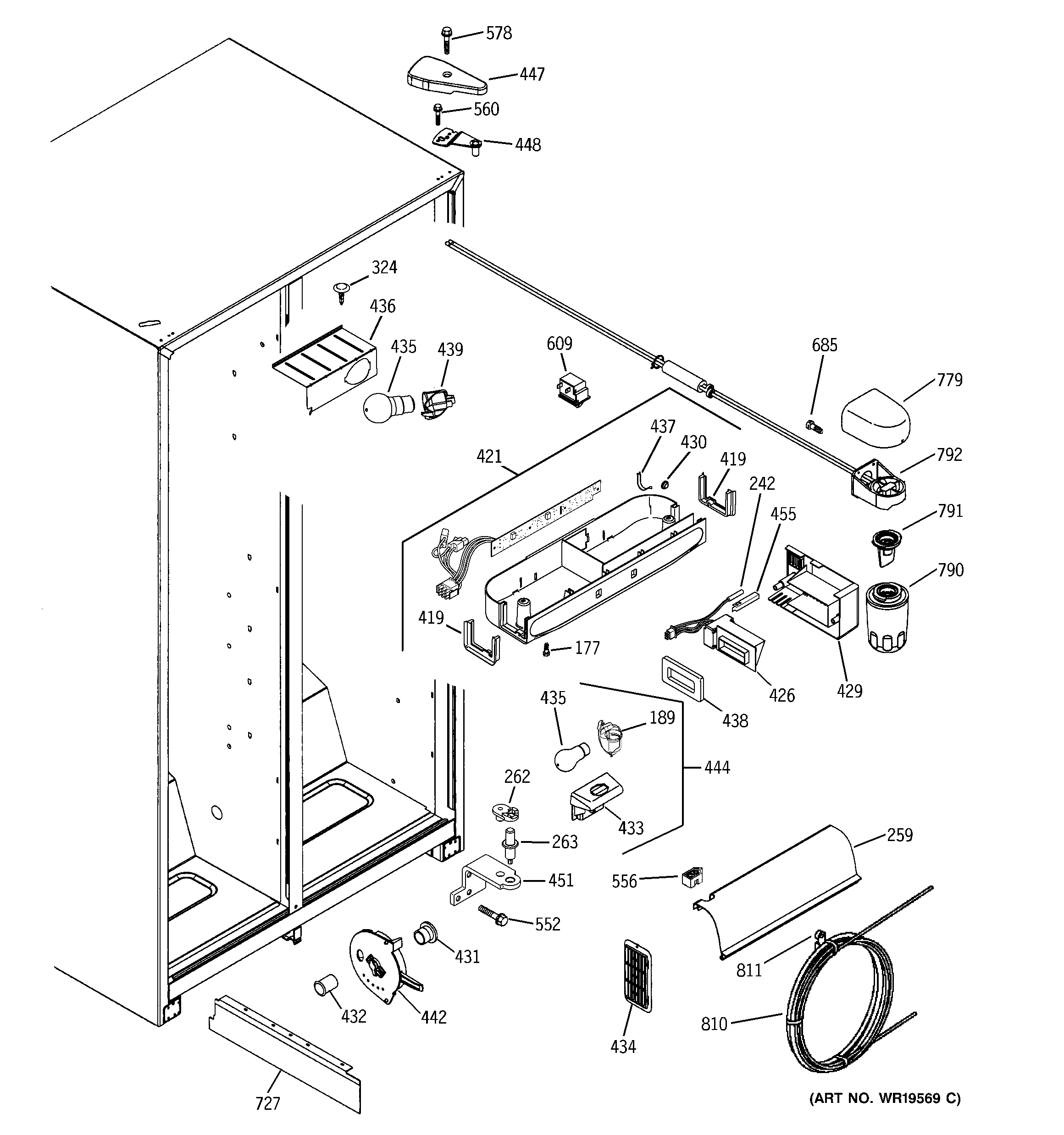 GE GSH25SGRESS fresh food section diagram