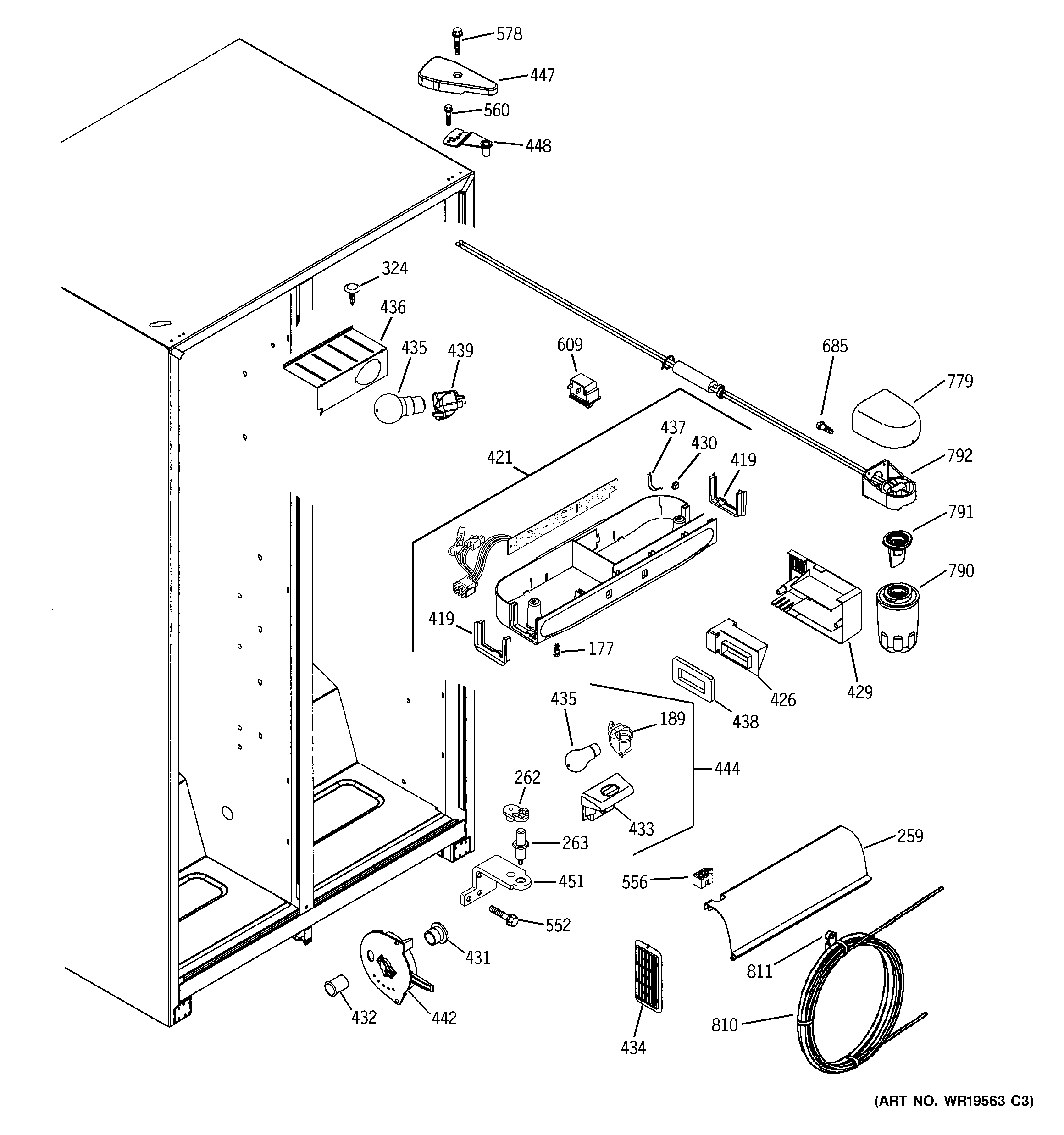 GE GSS25SGRESS fresh food section diagram
