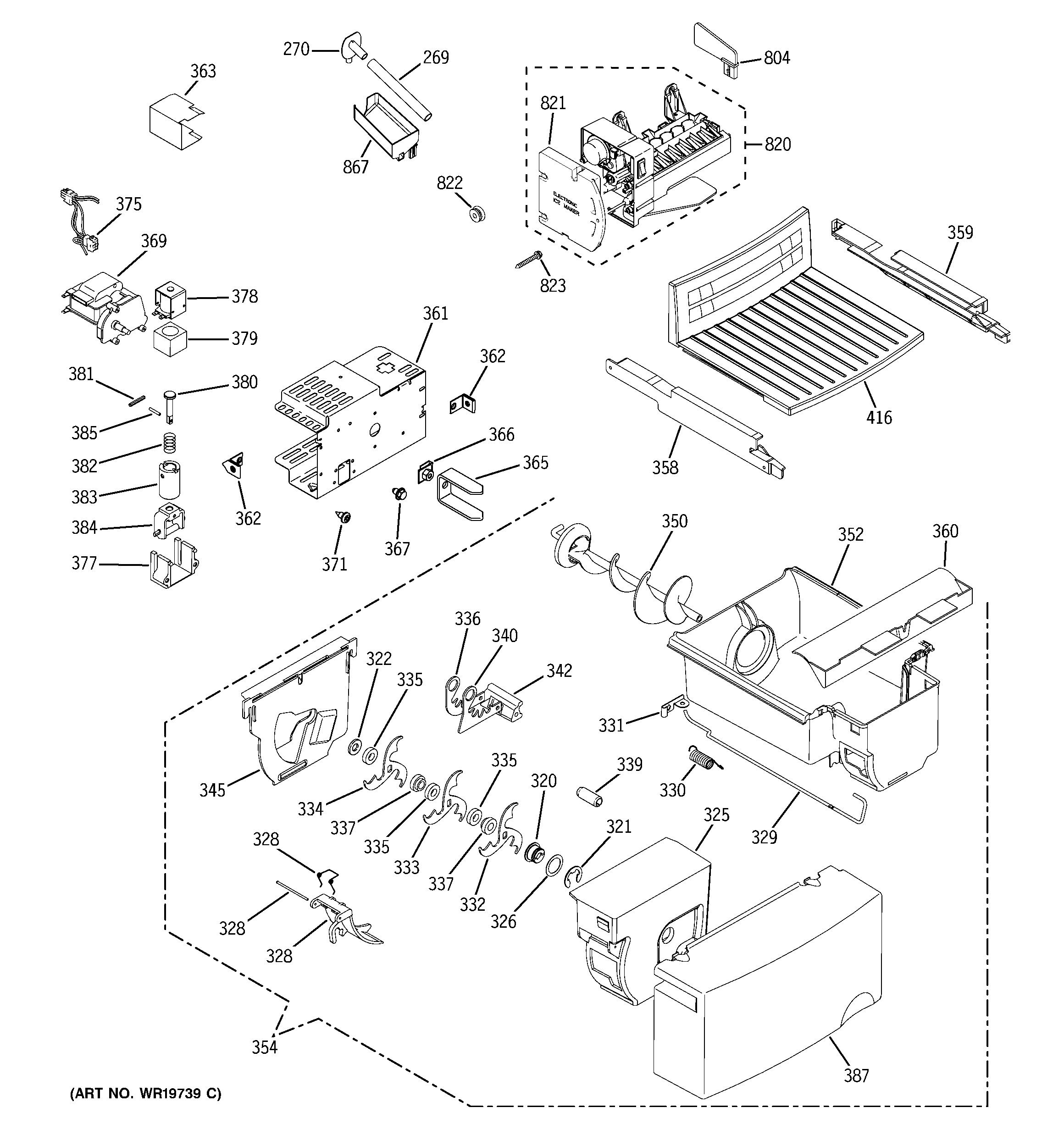 GE PSA22MIPHFWW ice maker & dispenser diagram