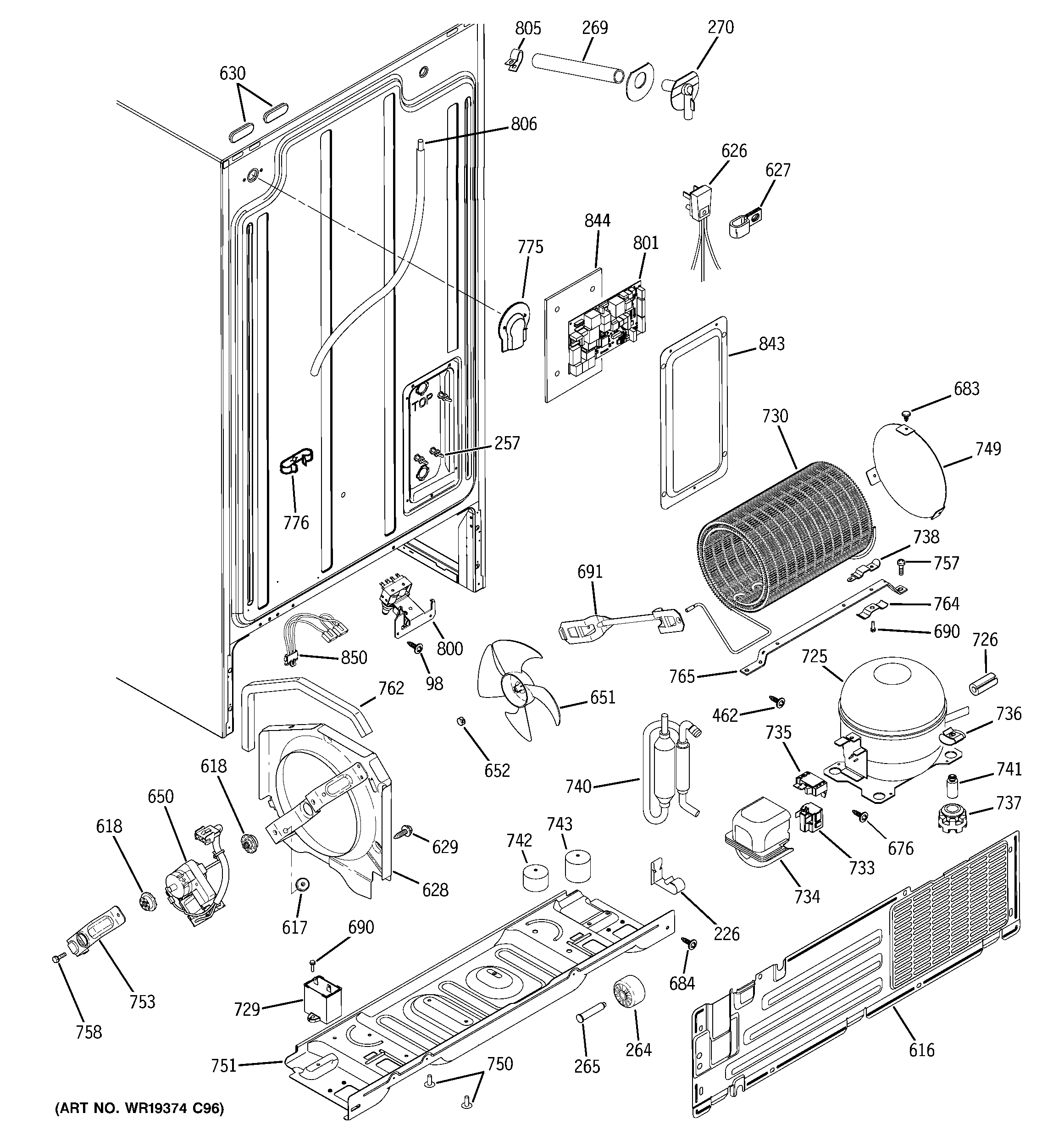 GE GSS22IFRECC sealed system & mother board diagram
