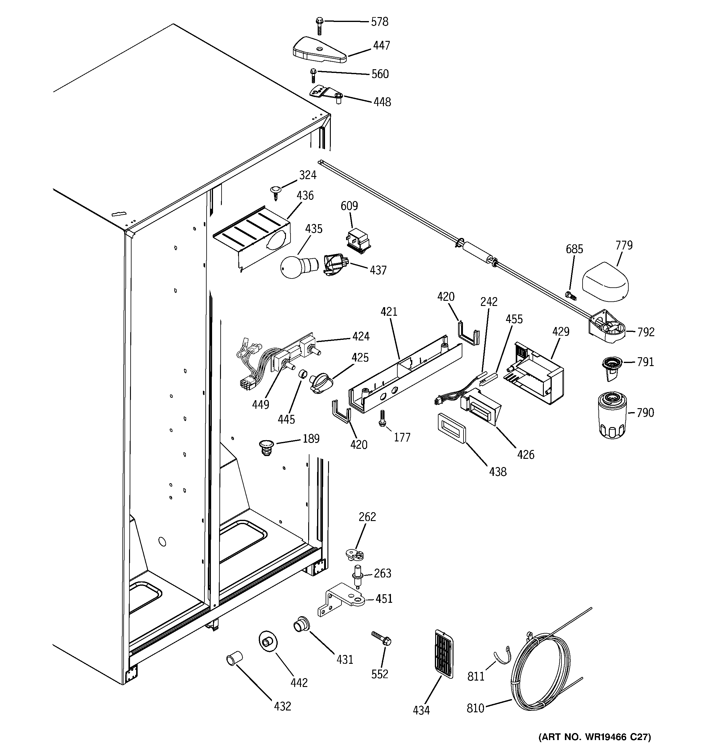 GE GSS25IFRECC fresh food section diagram