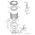 GE WJSR2070D1WW tub, basket & agitator diagram