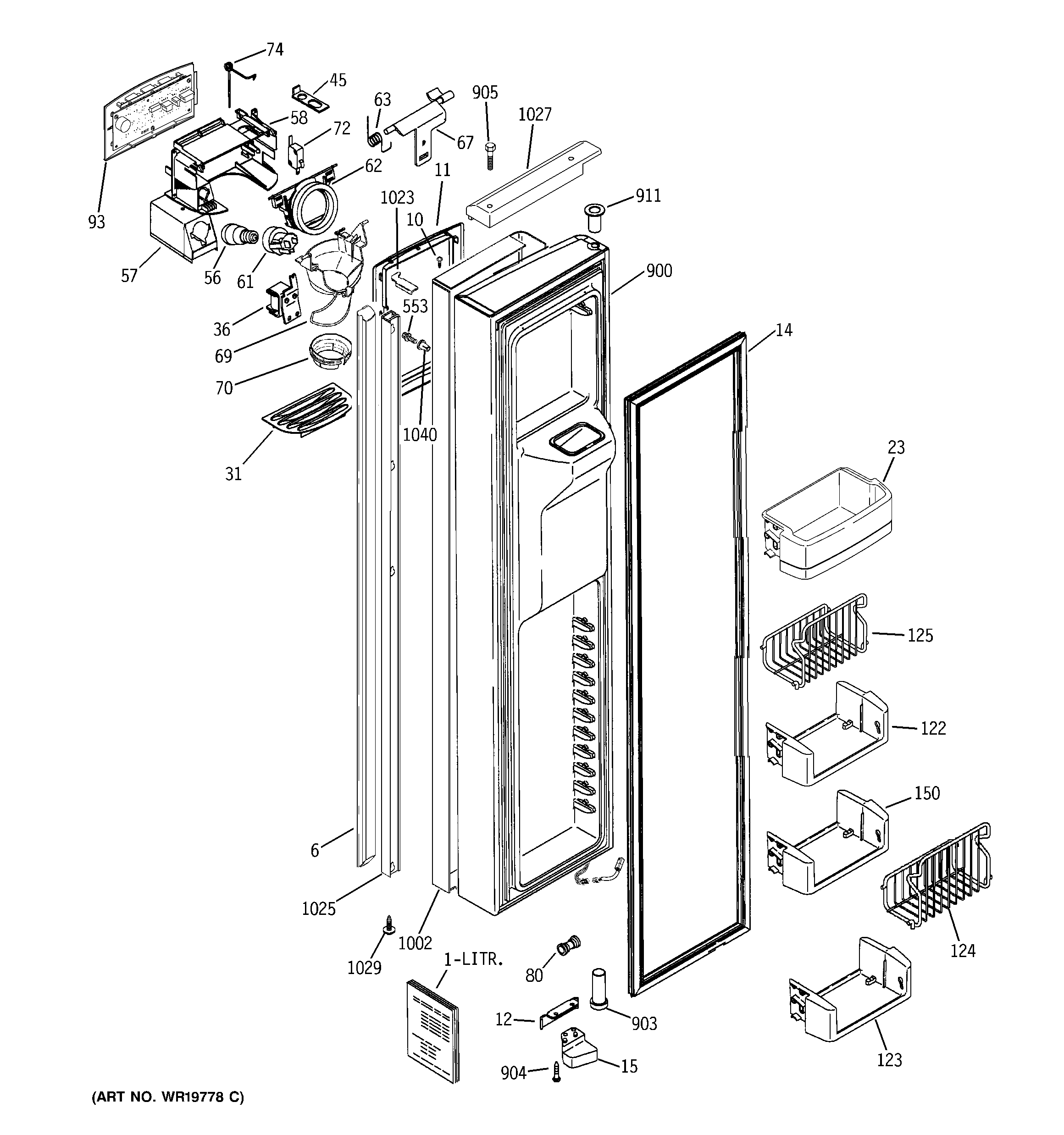 GE PIG23SGSAFSV freezer door diagram