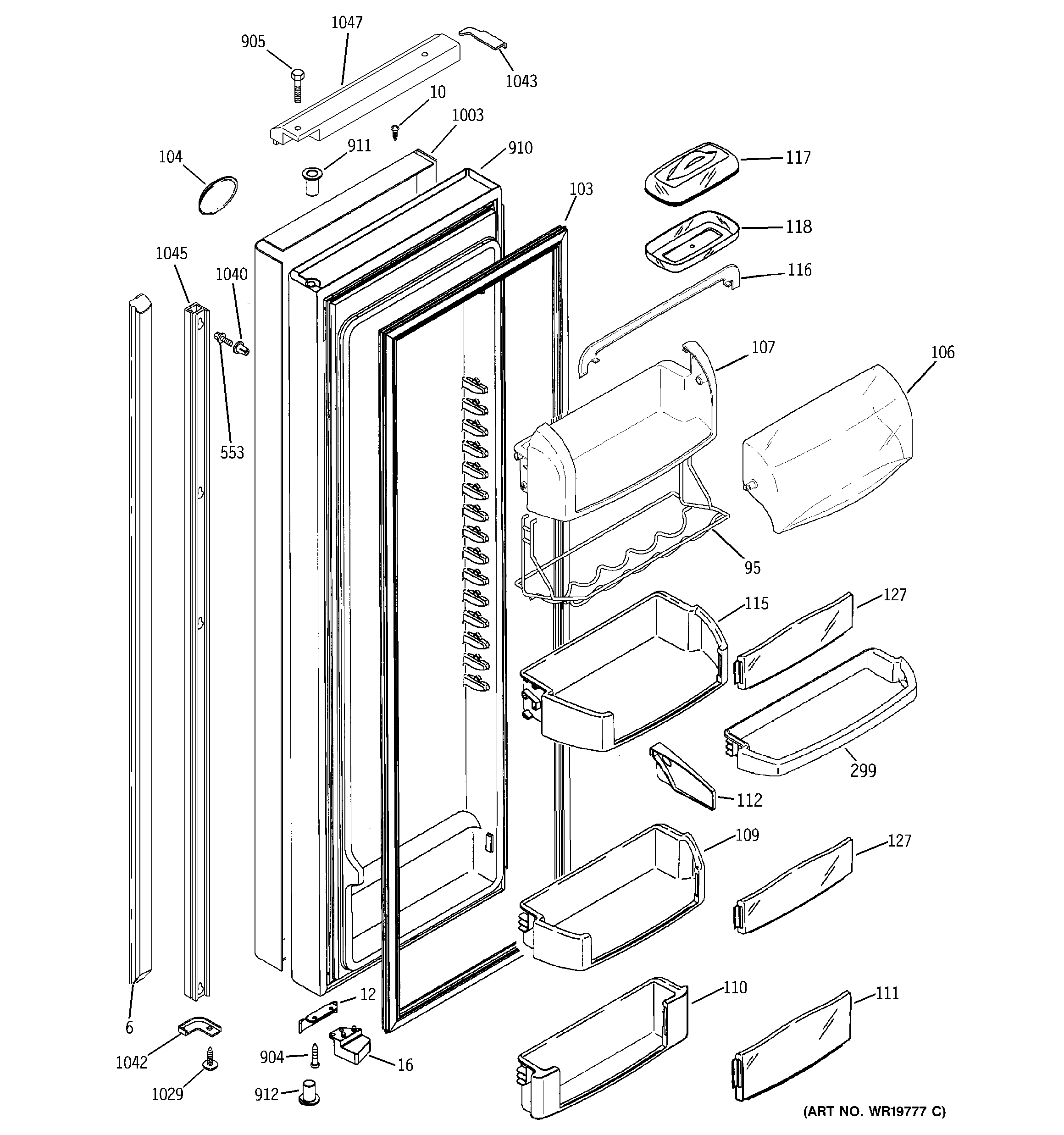GE PIG23SGSAFSV fresh food door diagram