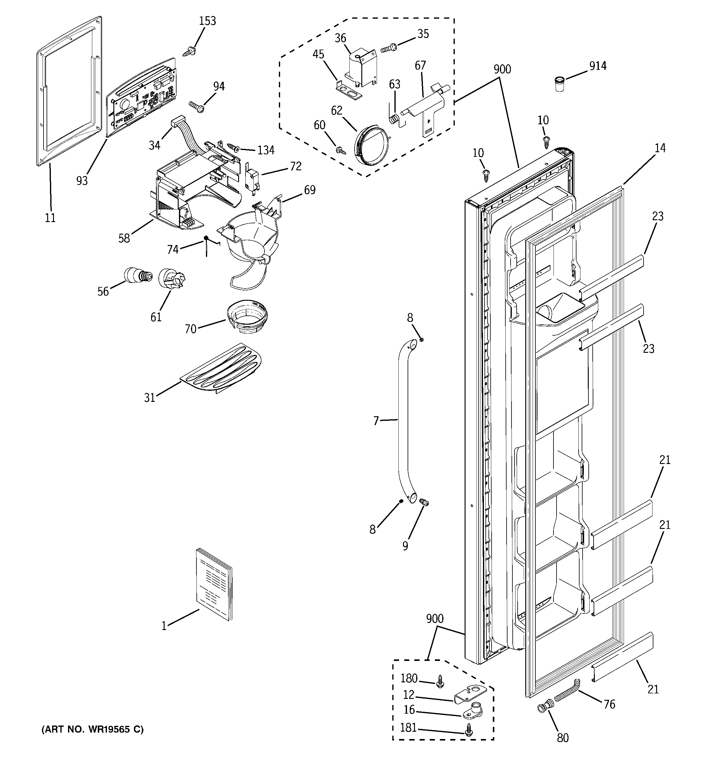 GE GSS22SGRESS freezer door diagram