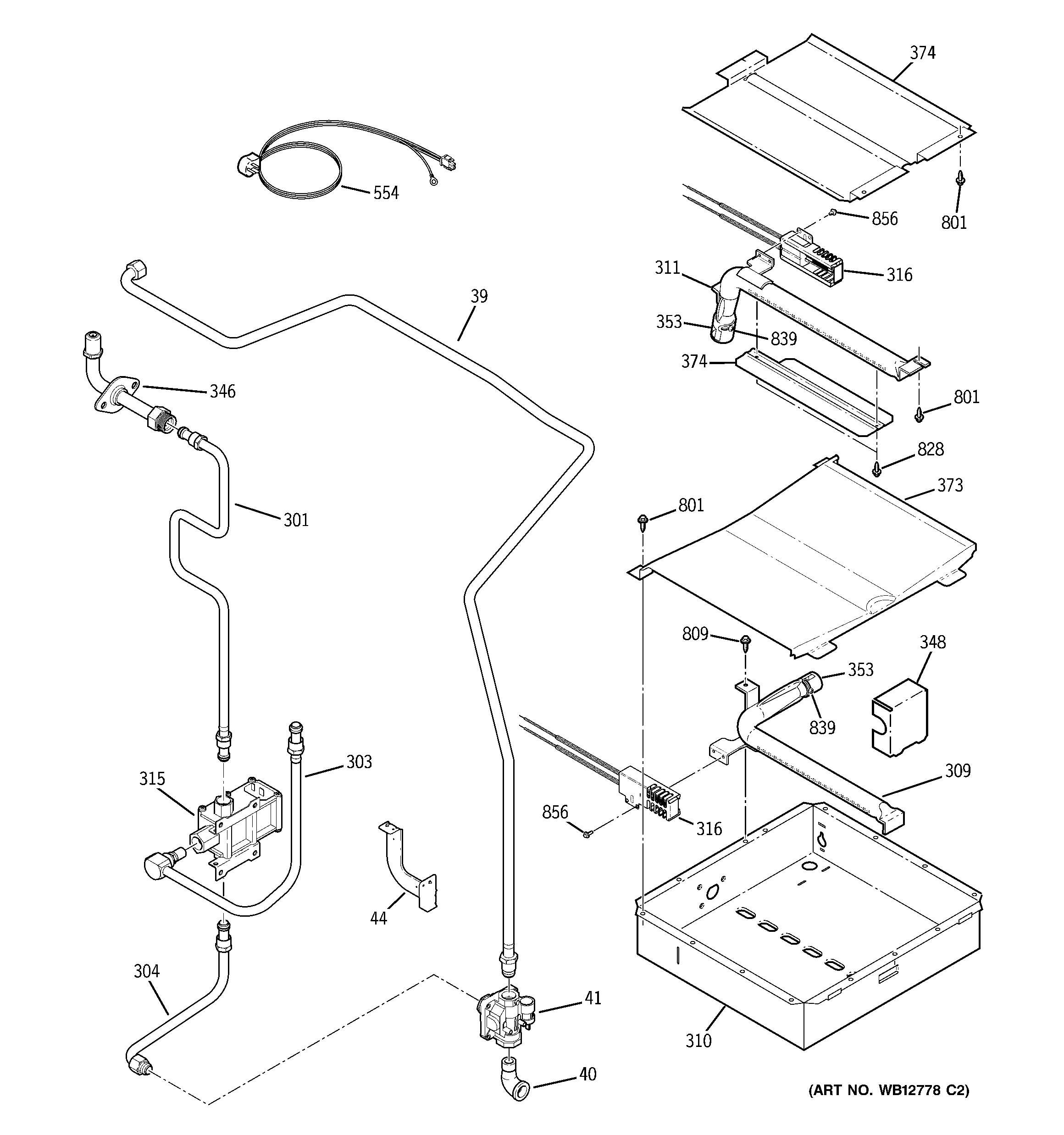 GE JGS968TH2WW gas & burner parts diagram