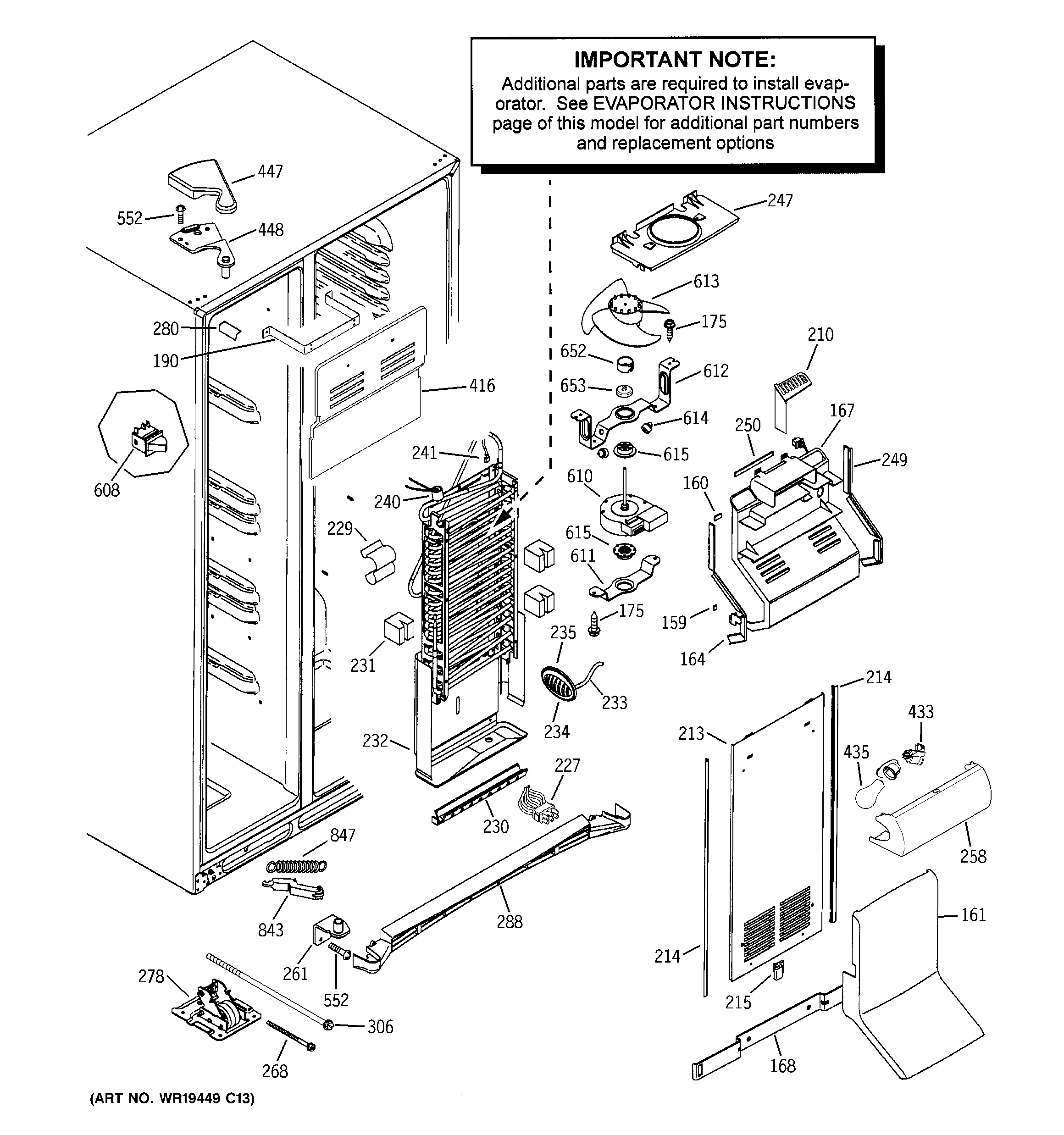 GE GCG23YBMHFWW freezer section diagram