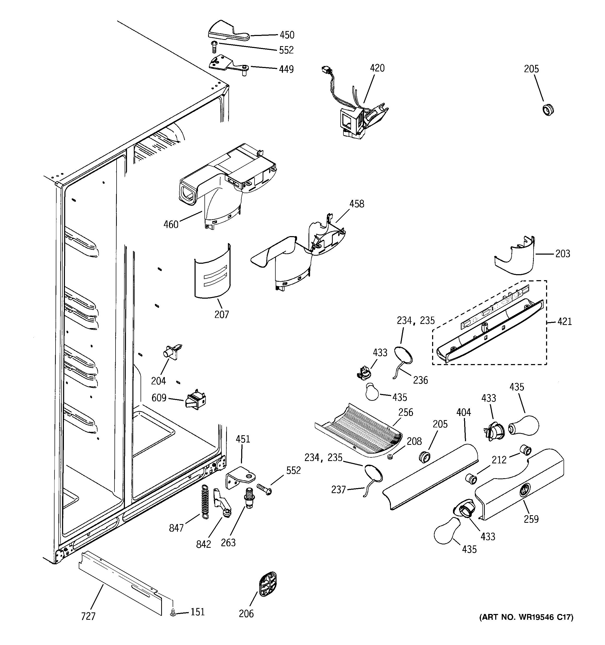 GE GCG23YBMHFWW fresh food section diagram