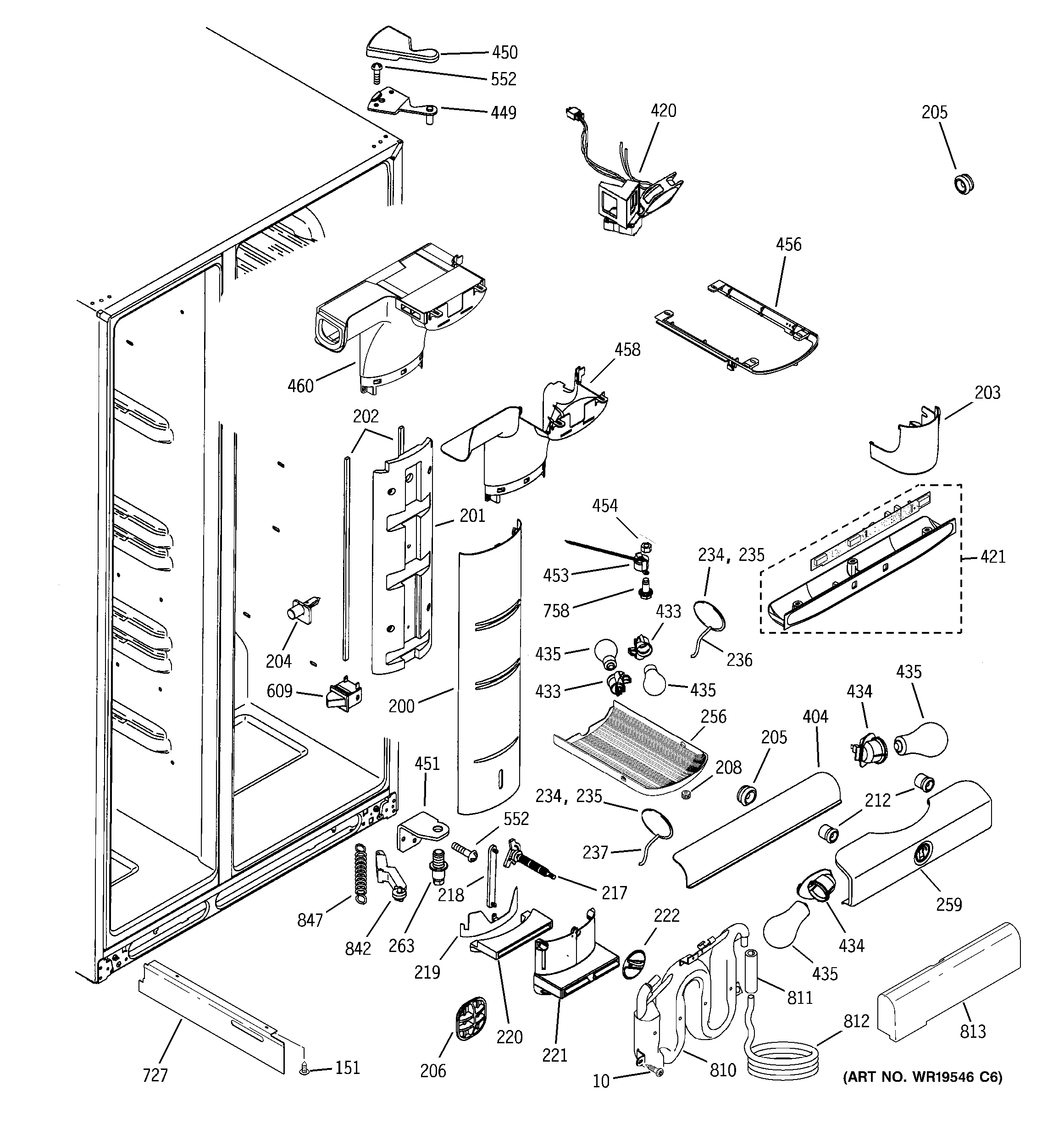 GE GCG23MISAFBB fresh food section diagram