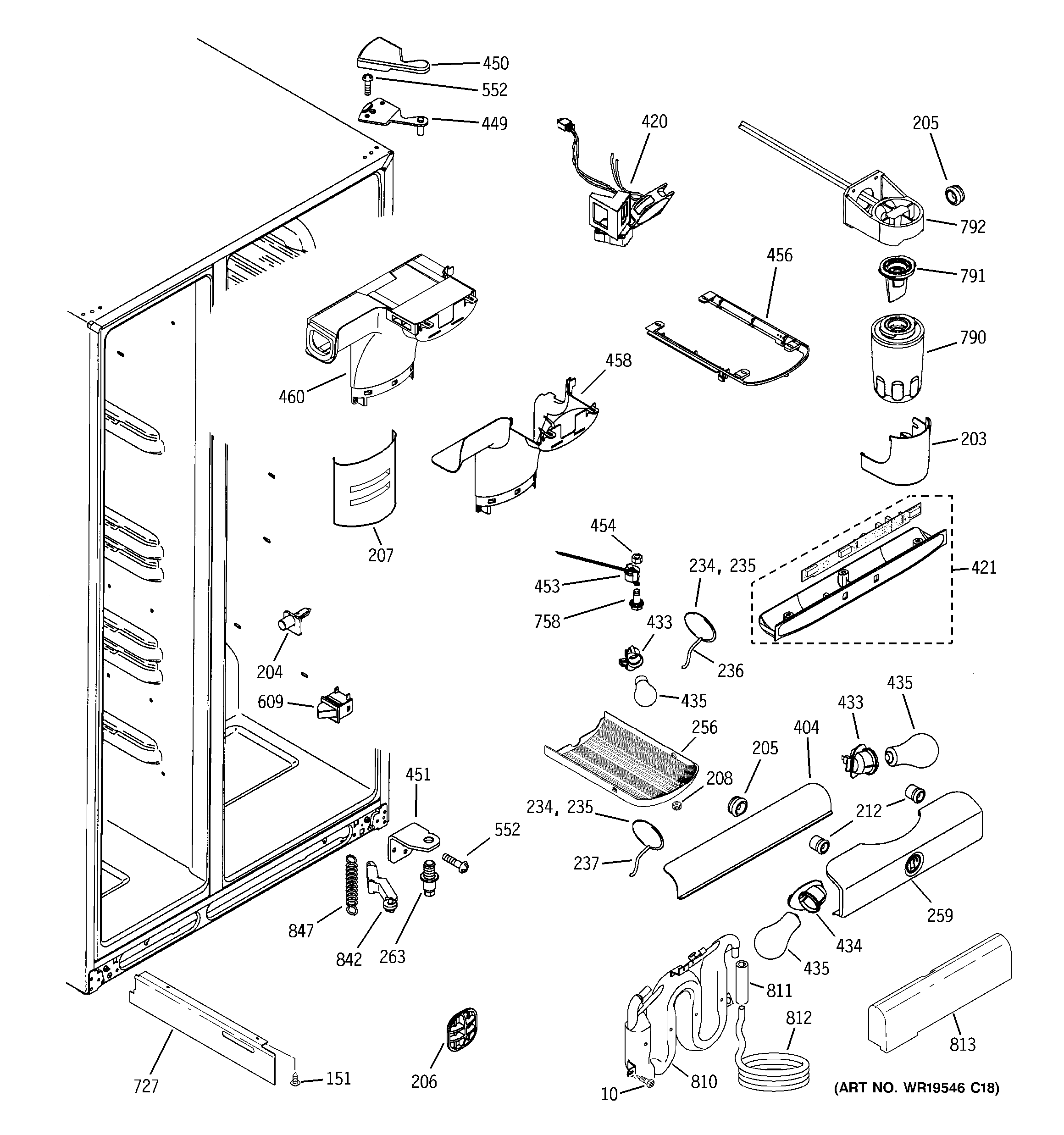 GE GSC23LGRCBB fresh food section diagram