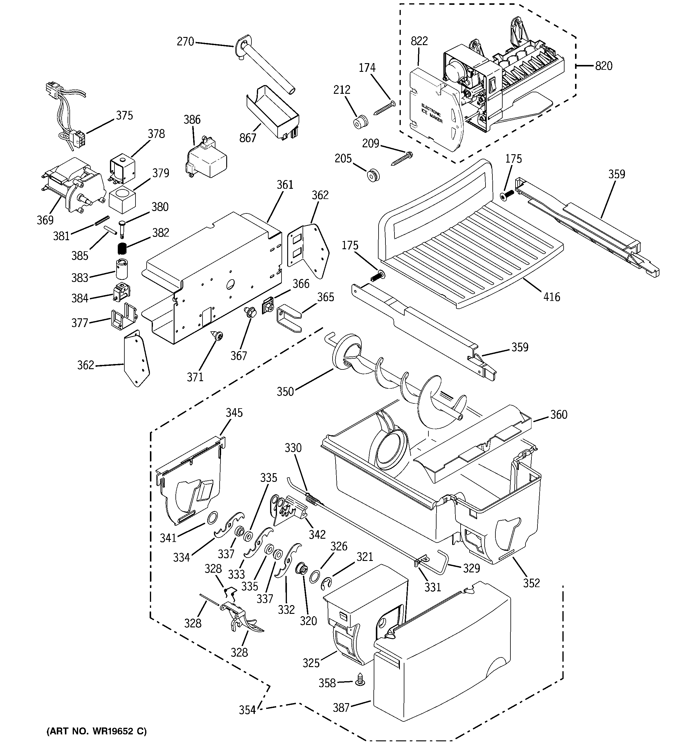 GE PSG27NGSAFWW ice maker & dispenser diagram