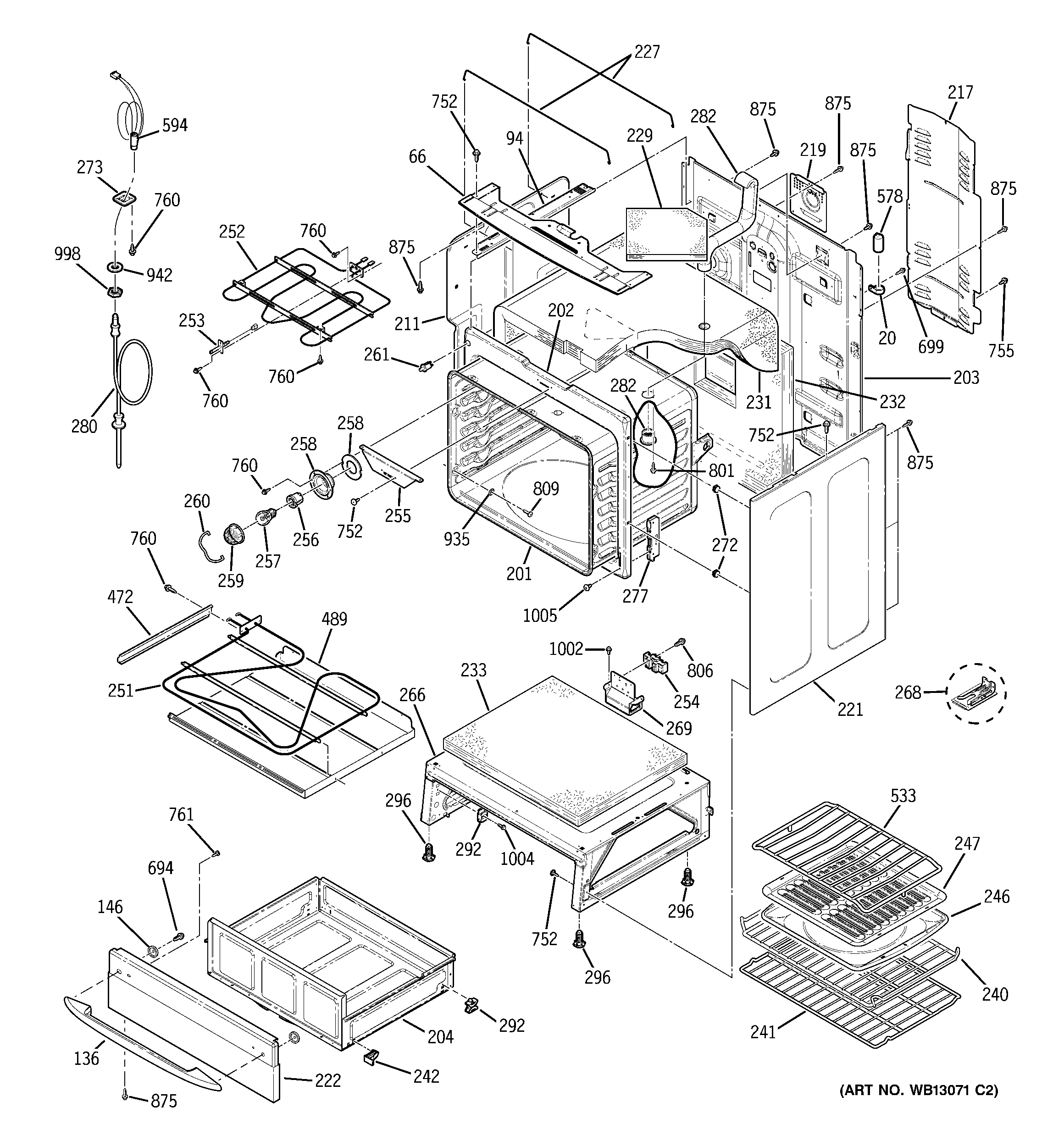 GE JB988SH4SS body parts diagram