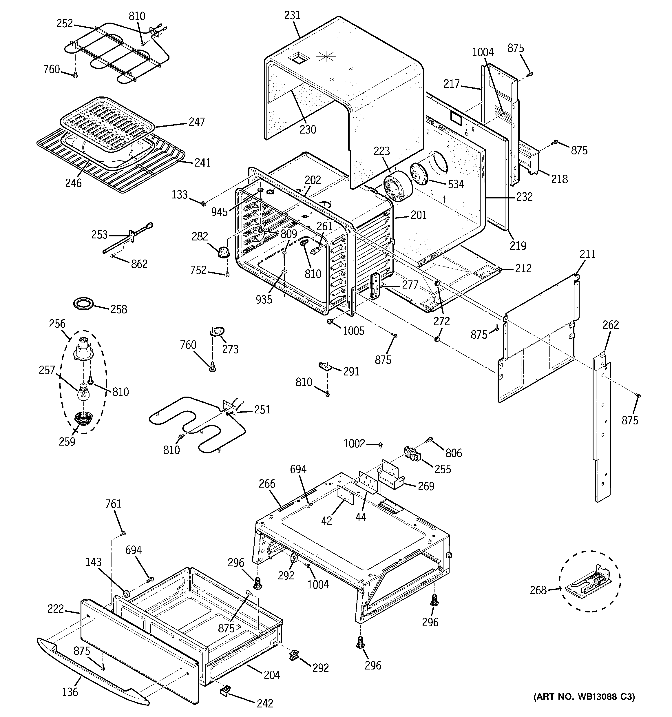 GE JSP42SK1SS body parts diagram