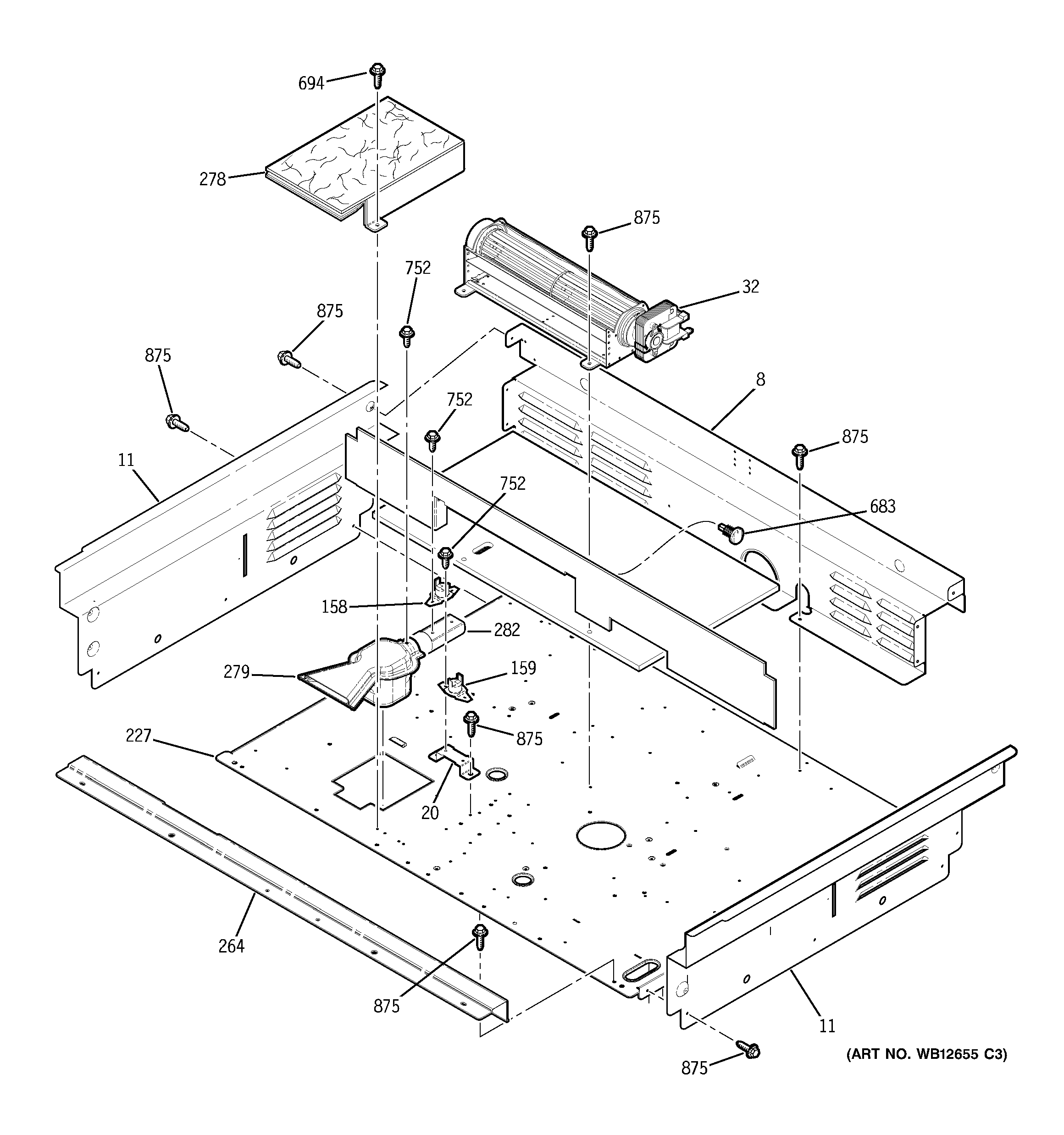 GE JSP42SK1SS cooling fan diagram