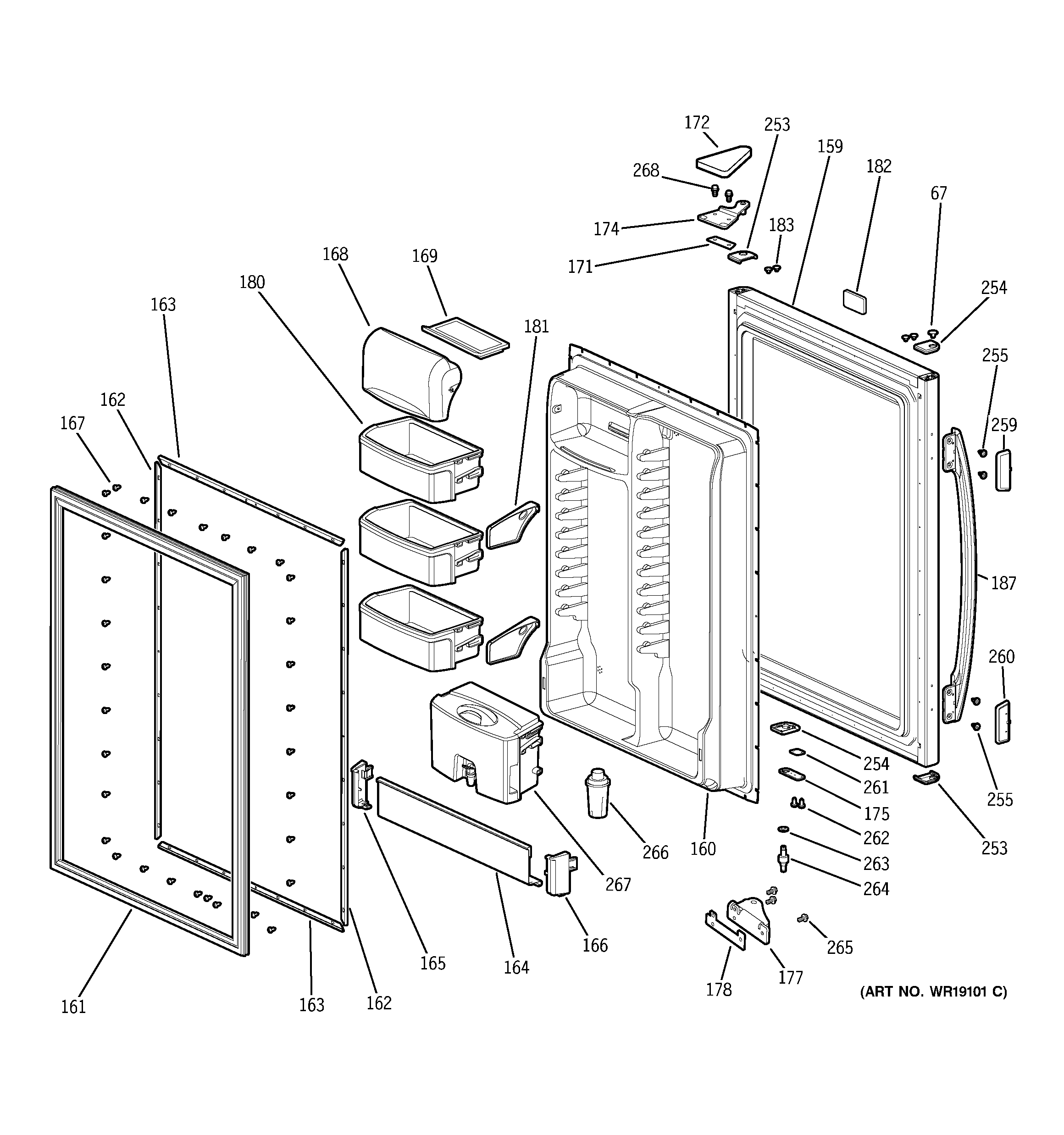 GE GDS18LCPBBB fresh food door diagram