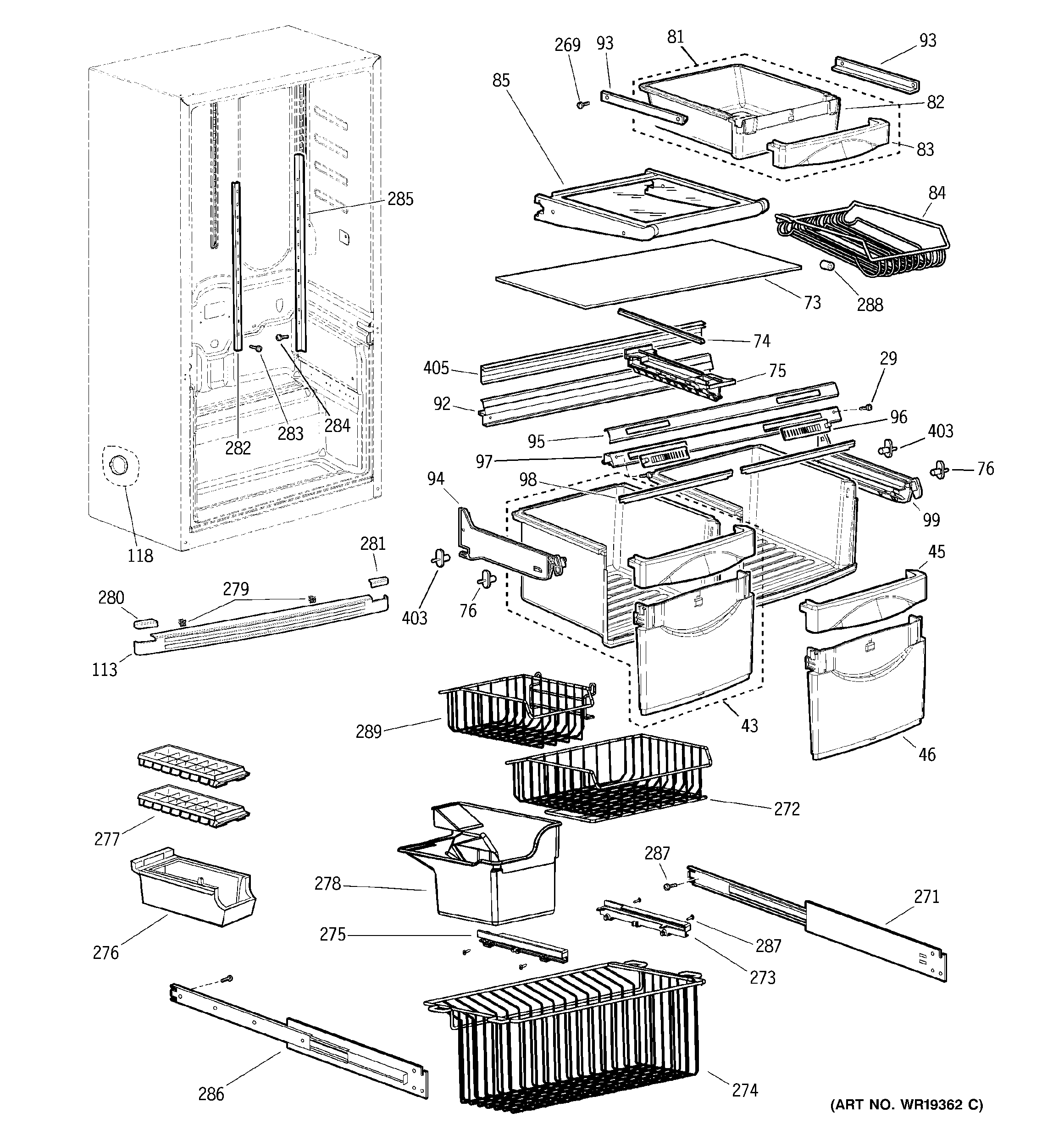 GE GDS18SCPBRSS shelves diagram
