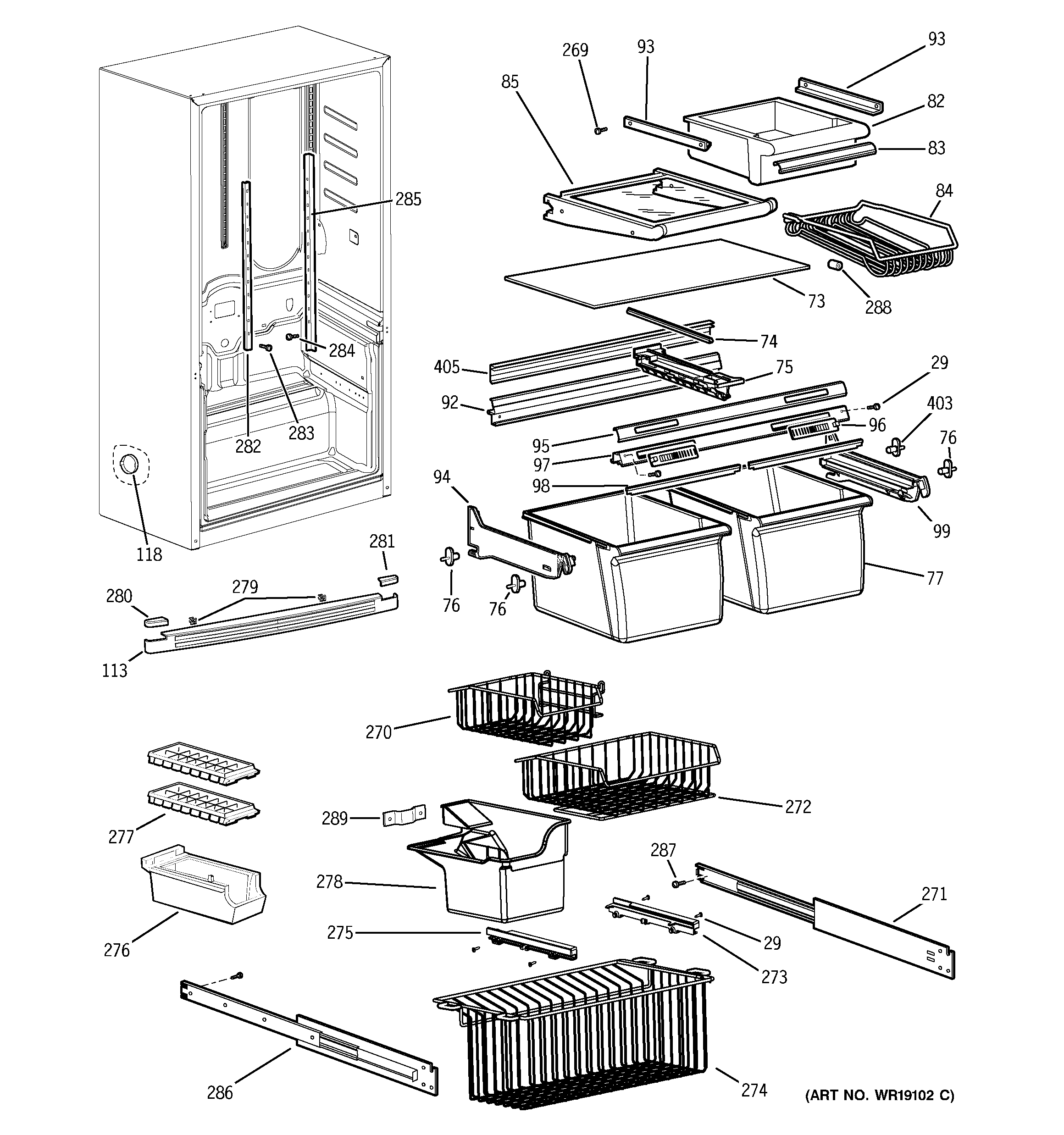 GE PDS18LBMCCC shelves diagram
