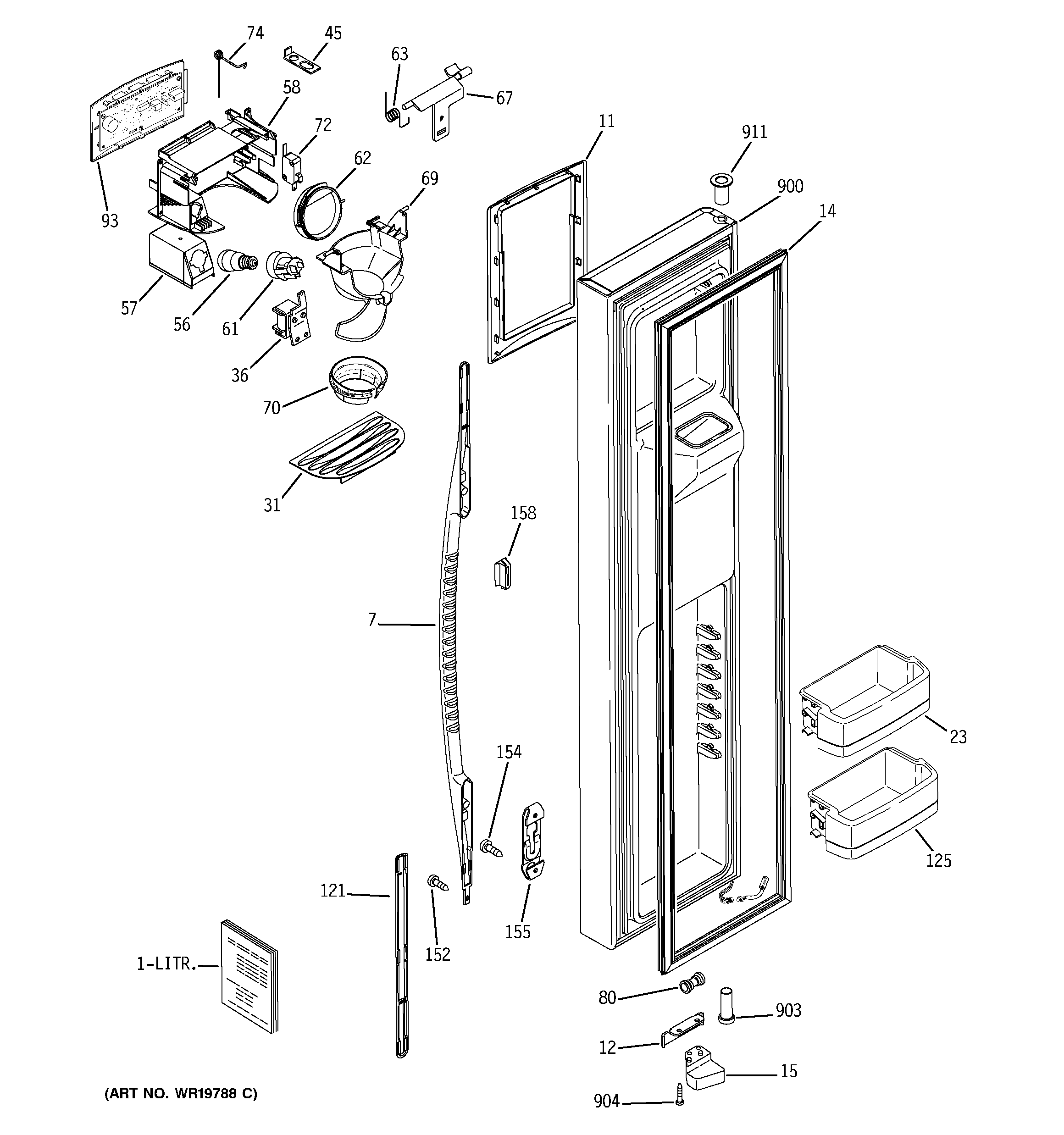 GE GCG23YHSAFWW freezer door diagram