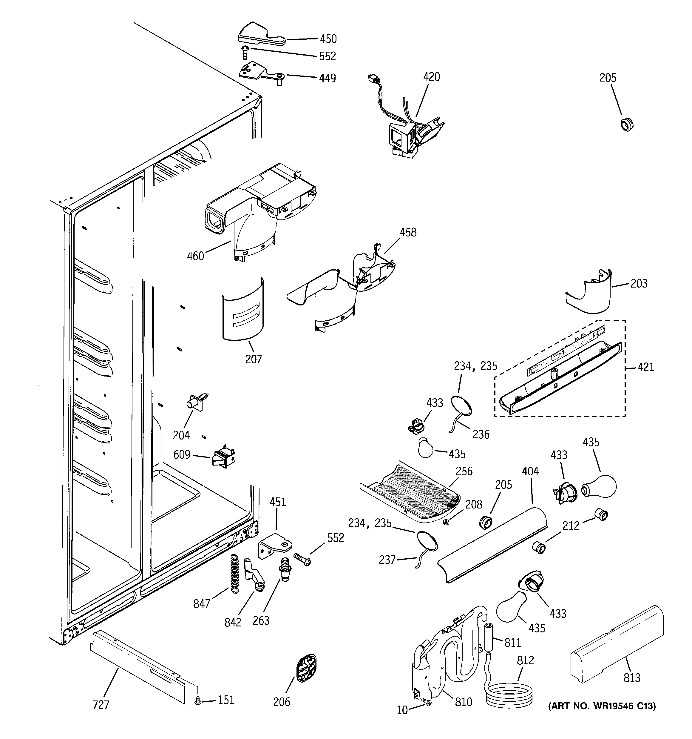 GE GCG23YHSAFWW fresh food section diagram