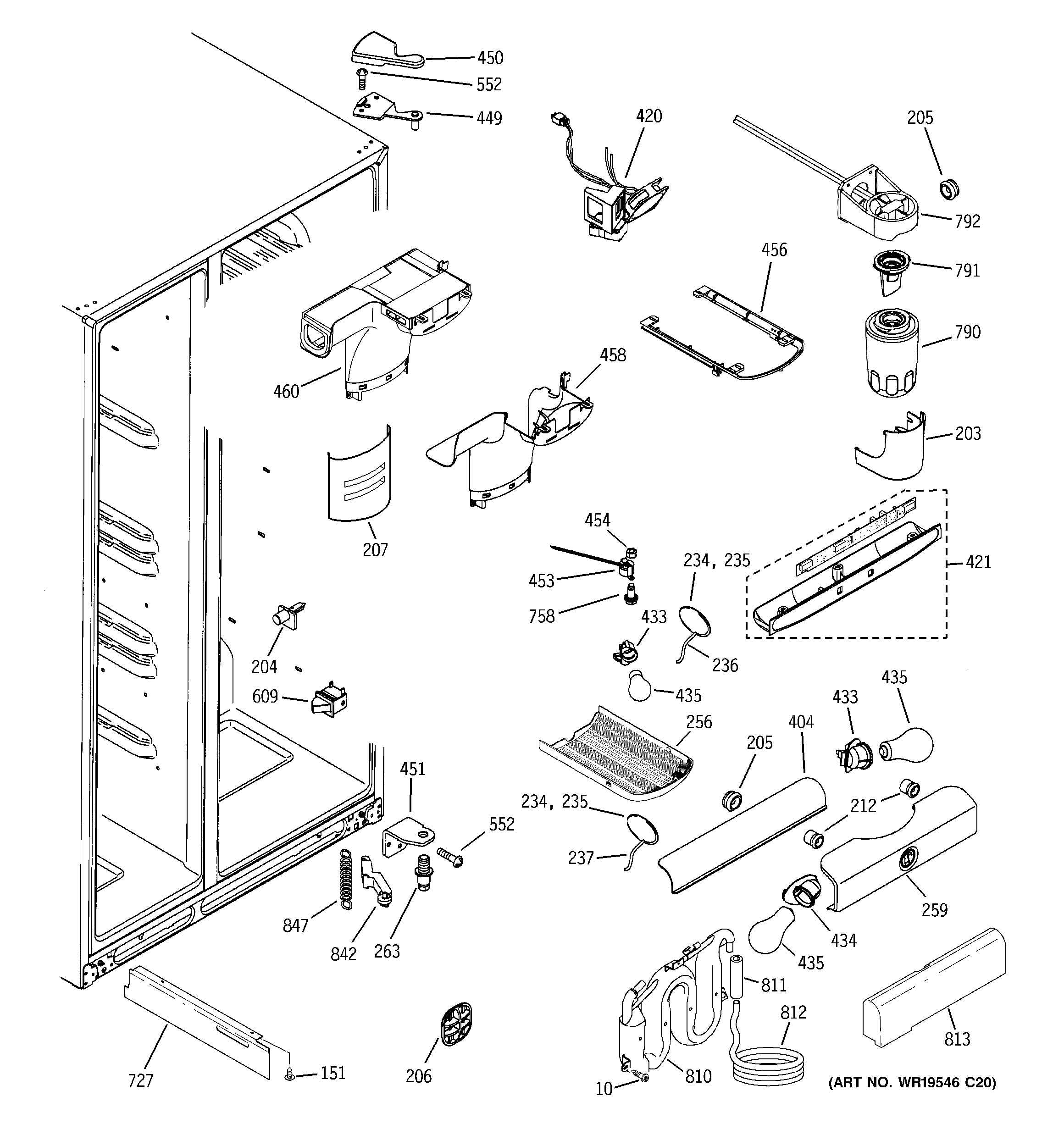 GE PSR26LSRBSS fresh food section diagram