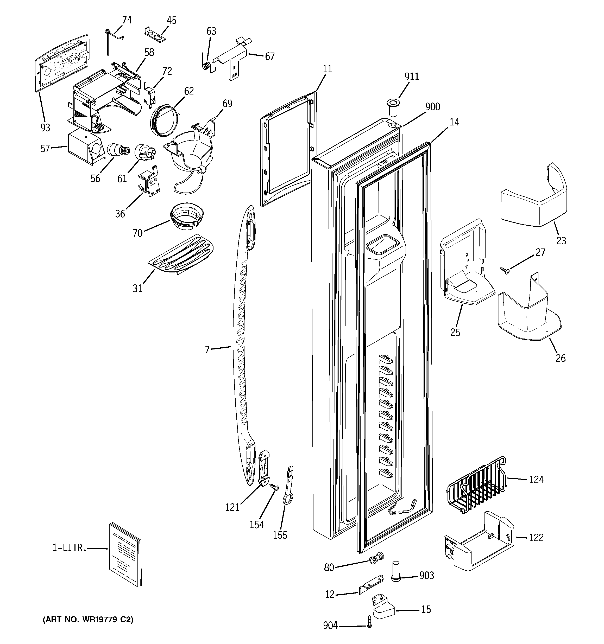 GE PSS29NGSABB freezer door diagram