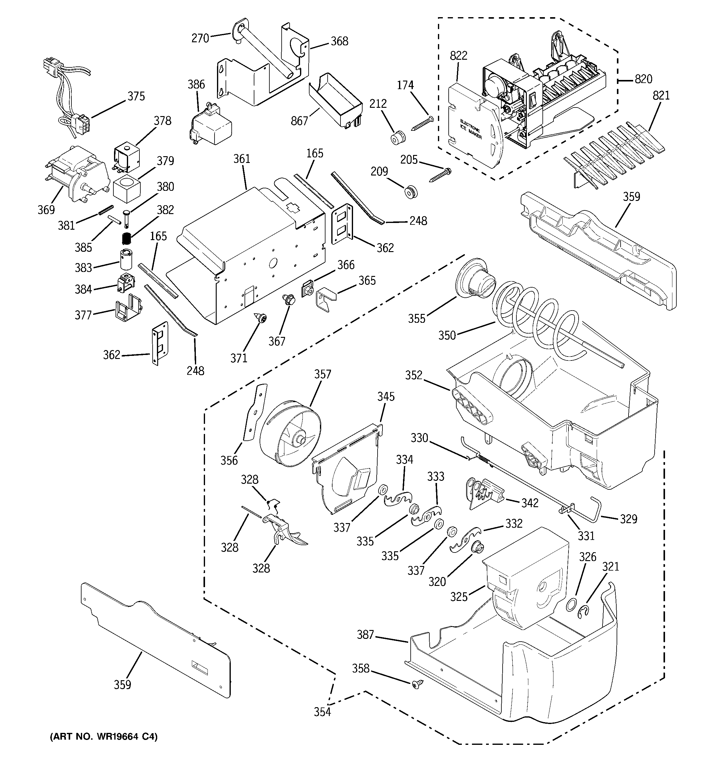 GE PSC23NGSAWW ice maker & dispenser diagram