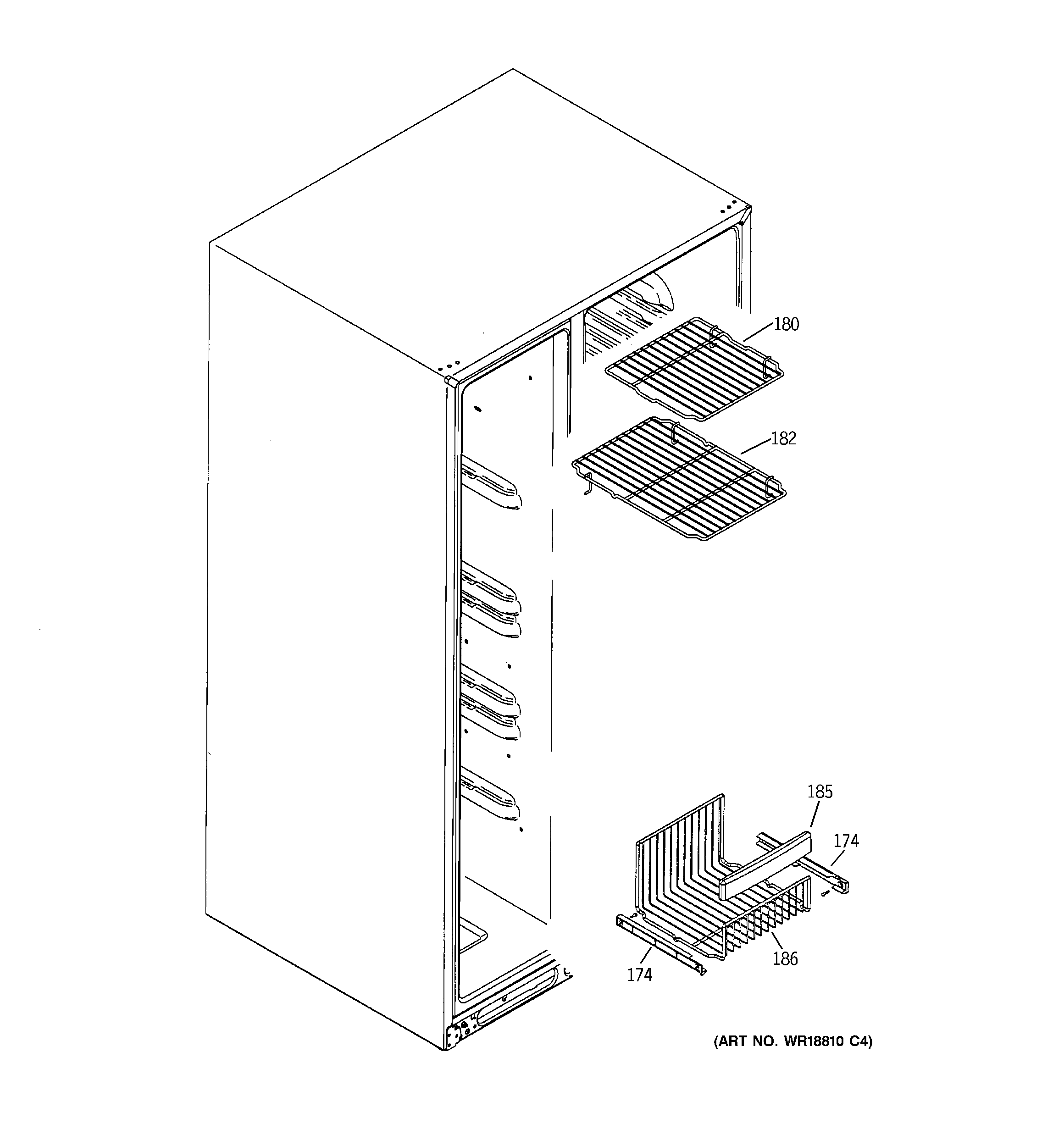 GE SSL27RGRABS freezer shelves diagram