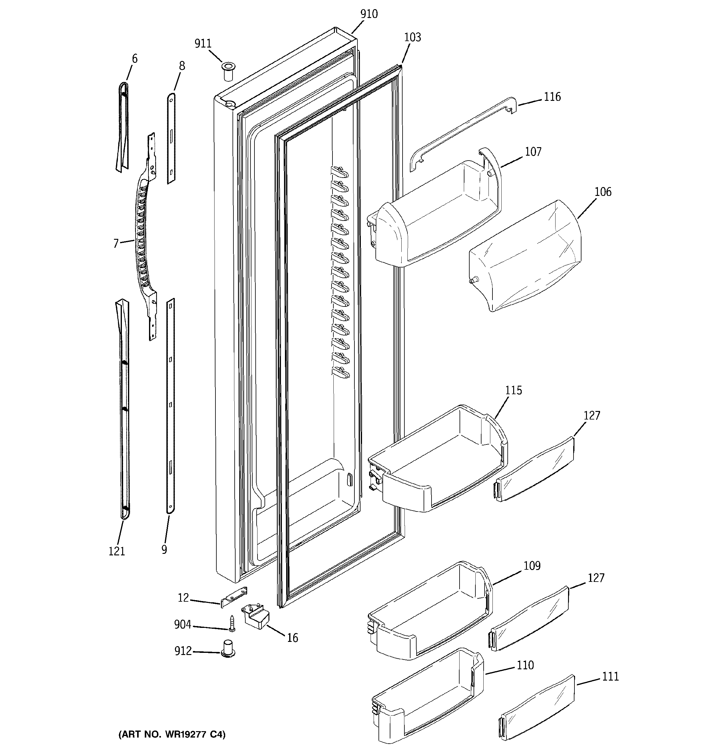 GE GCG23YESAFCC fresh food door diagram