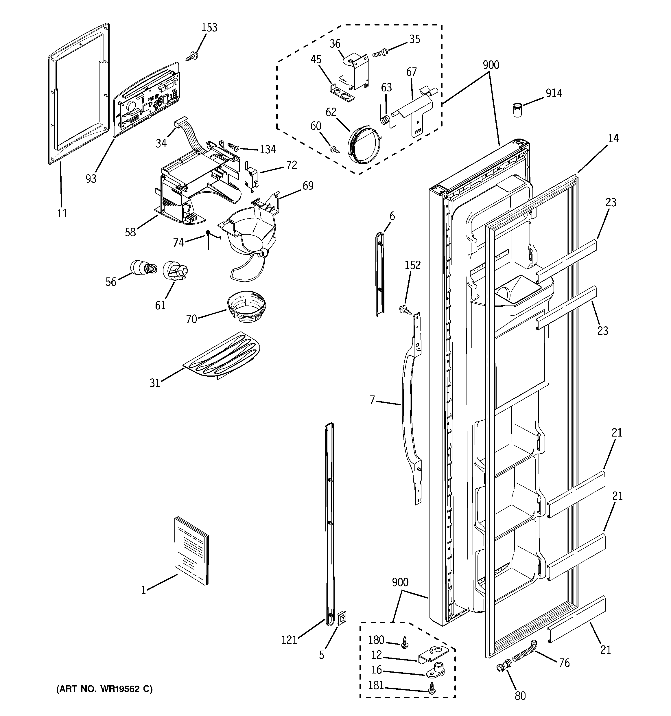 GE GSS20IEPHCC freezer door diagram