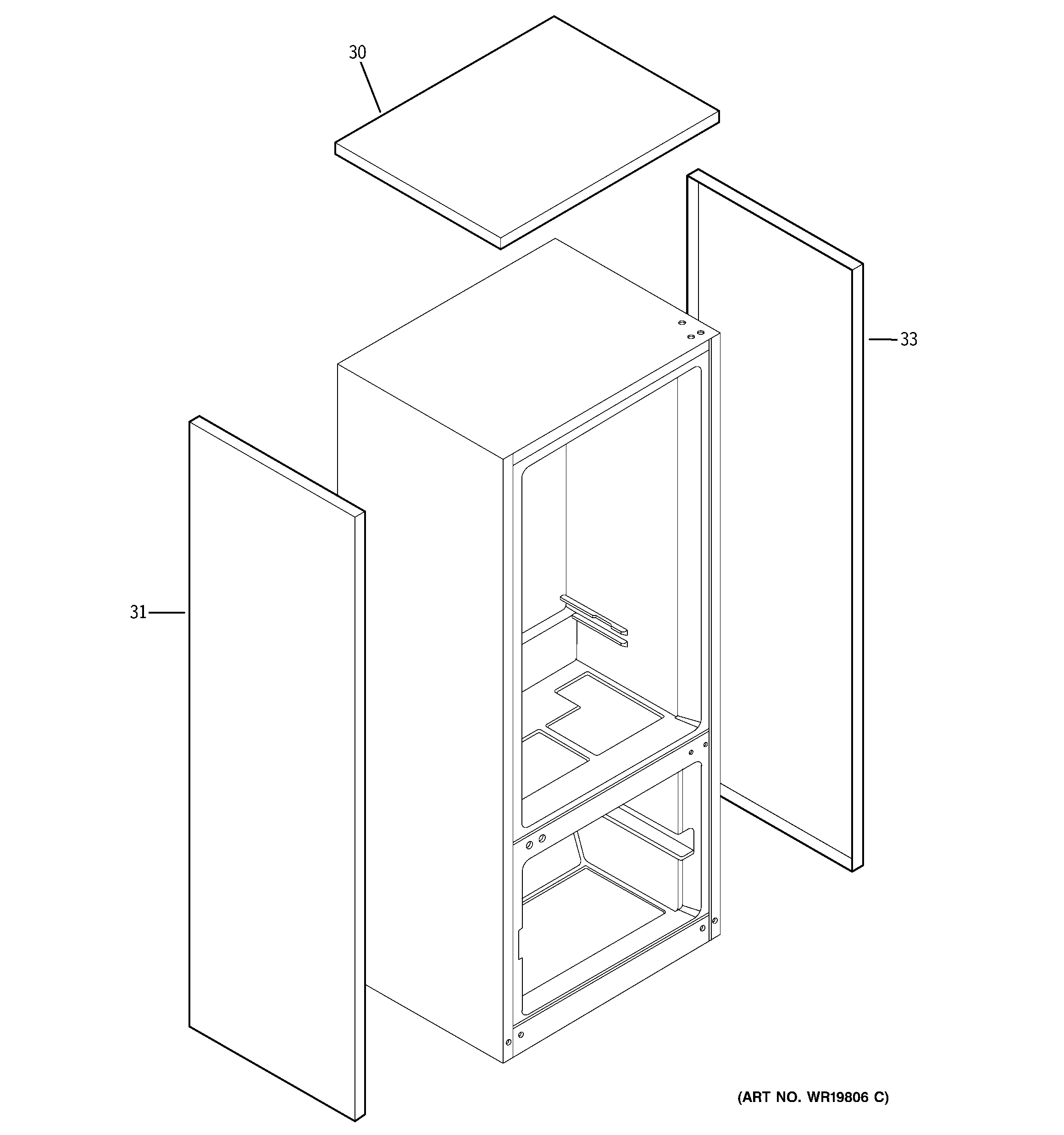 GE PDW22SCRARSS clad components diagram