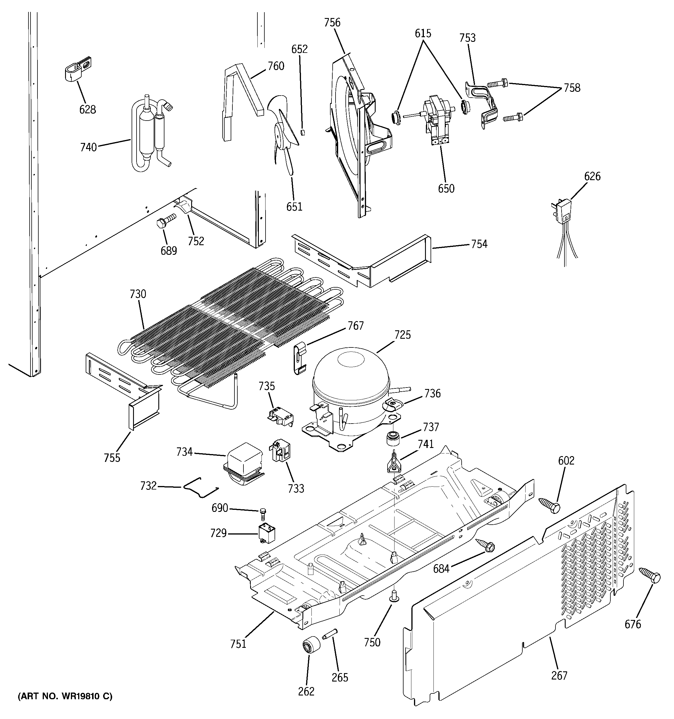 GE STS18ZCPFRWW sealed system & mother board diagram