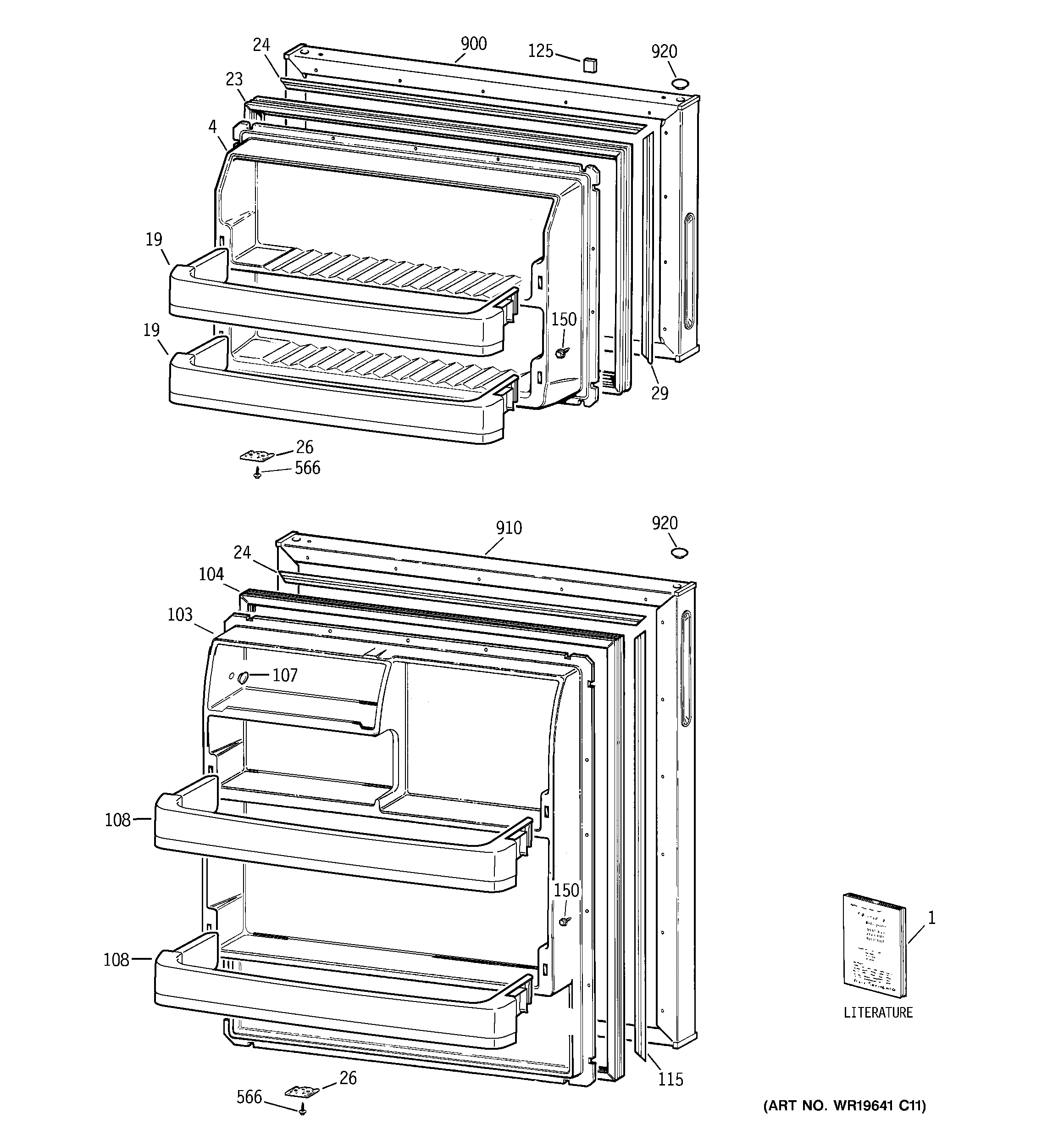 GE Americana A3316ABSERWW doors diagram