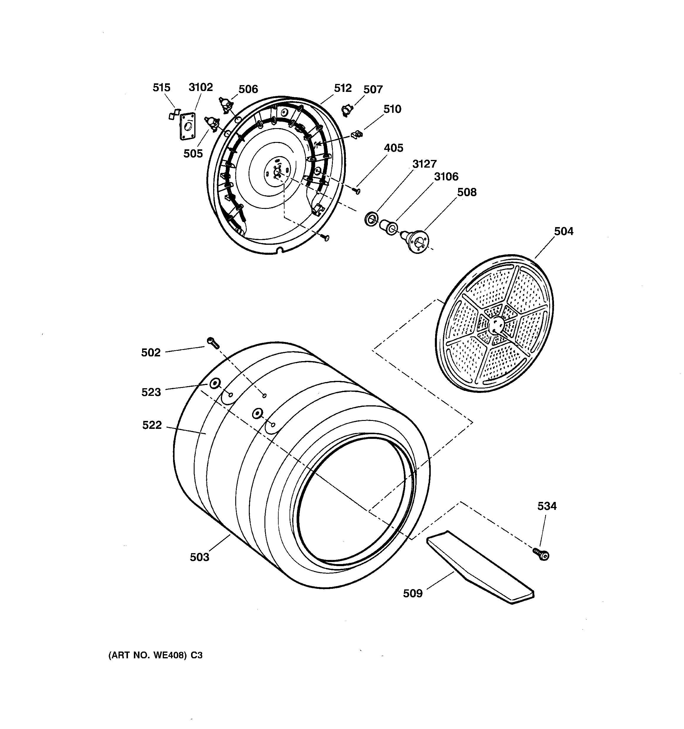 GE DPSR513EA2AA drum diagram