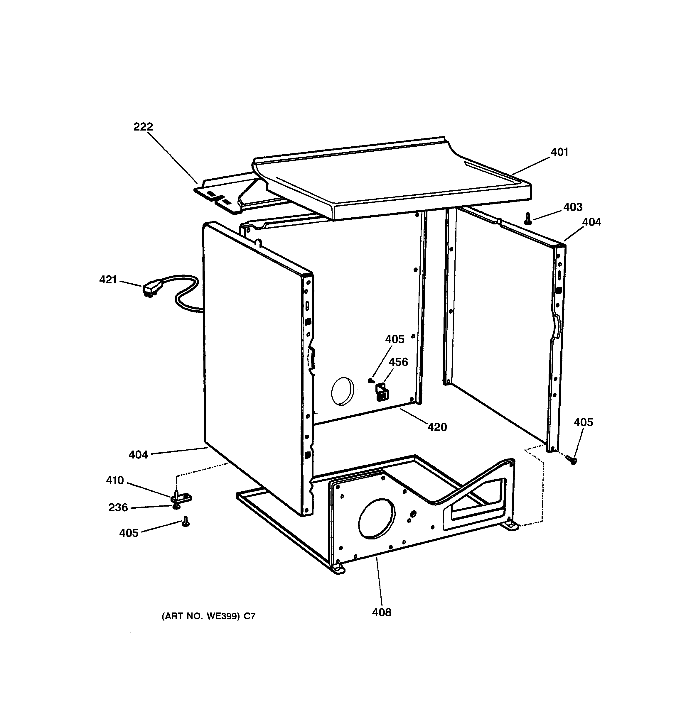 GE DWSR405GB2CC cabinet diagram