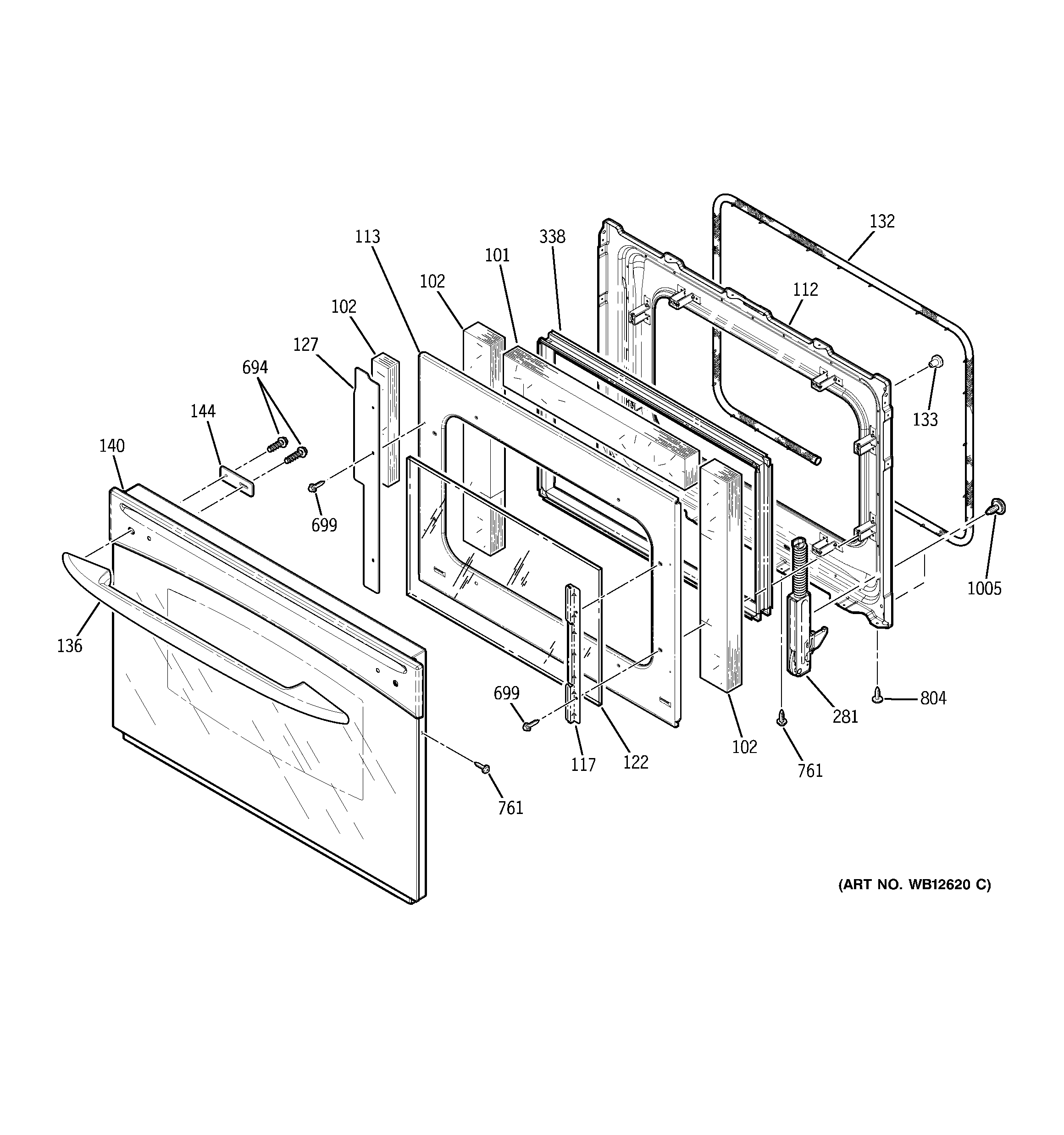 GE JCT915BF1BB door diagram