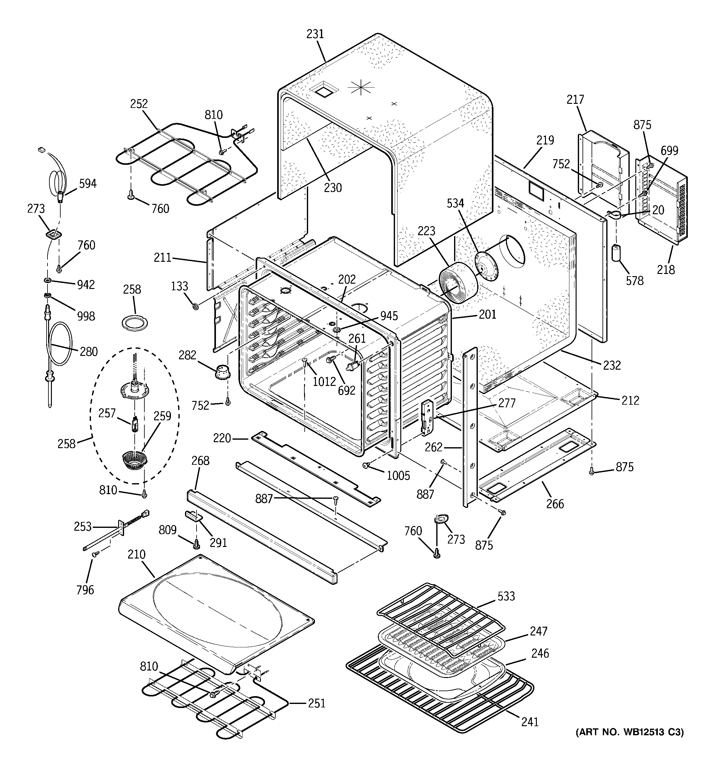 GE JCT915SF1SS body parts diagram