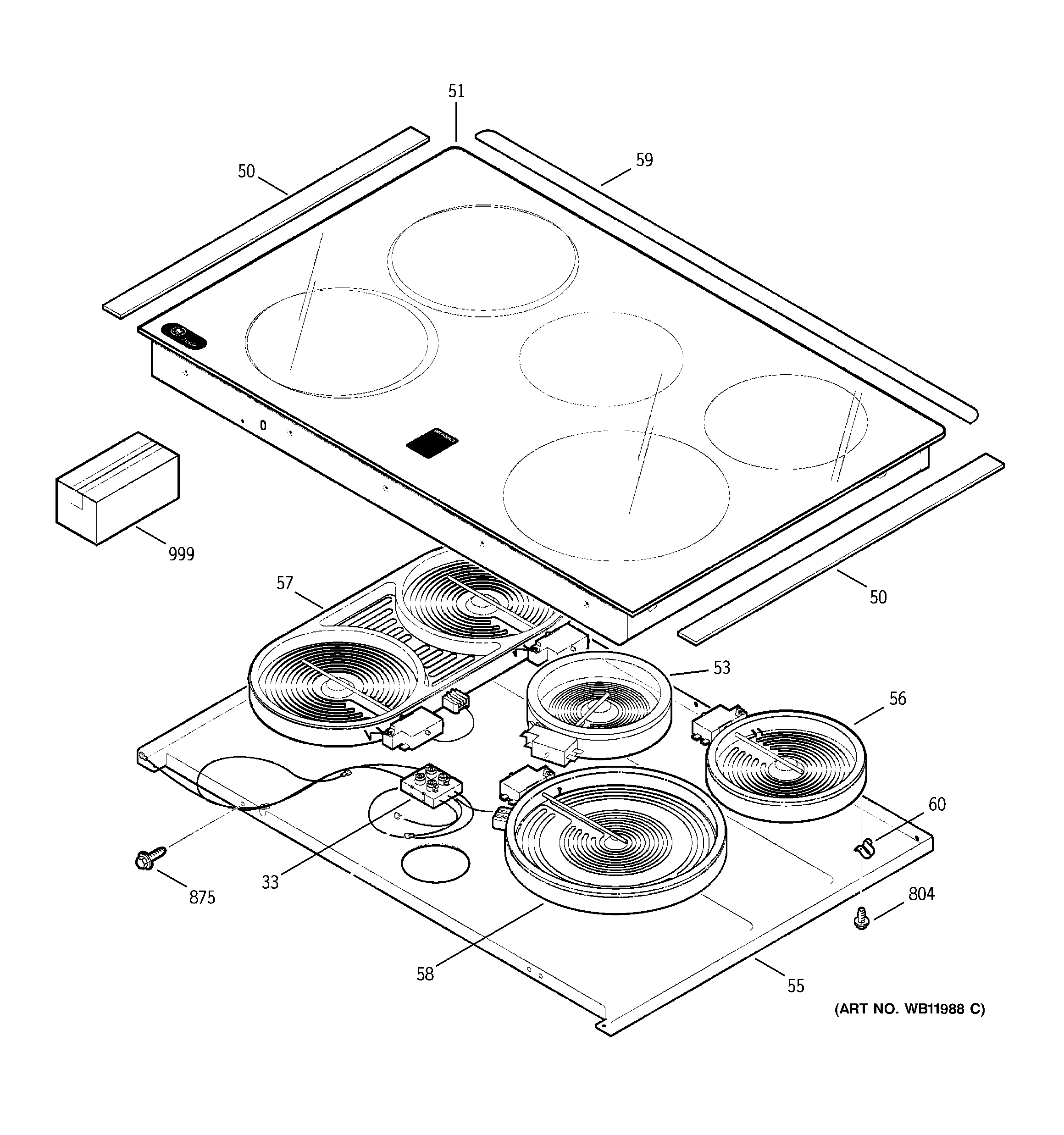 GE JD966WD2WW cooktop diagram