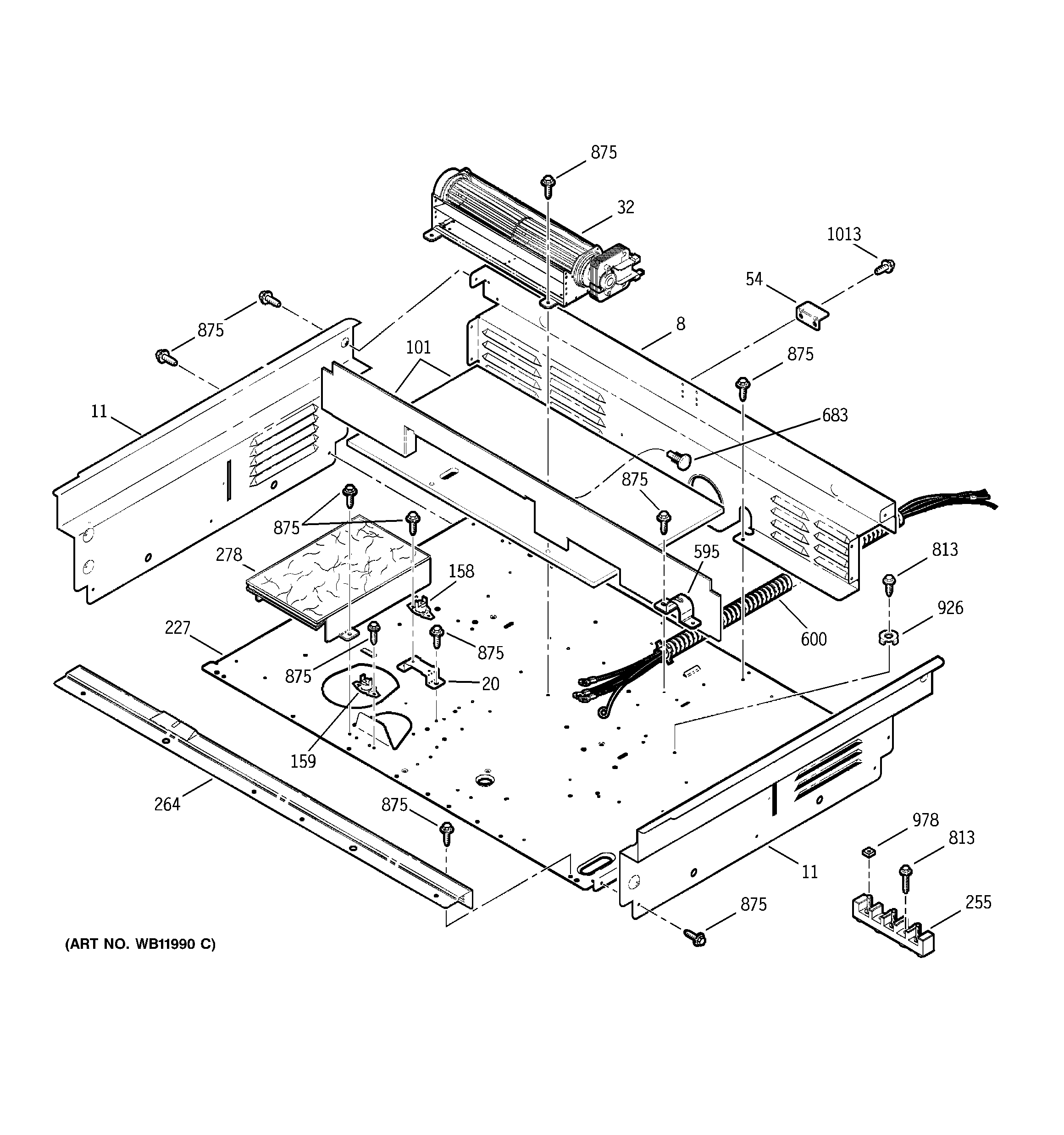 GE JD966KD1CC cooling fan diagram