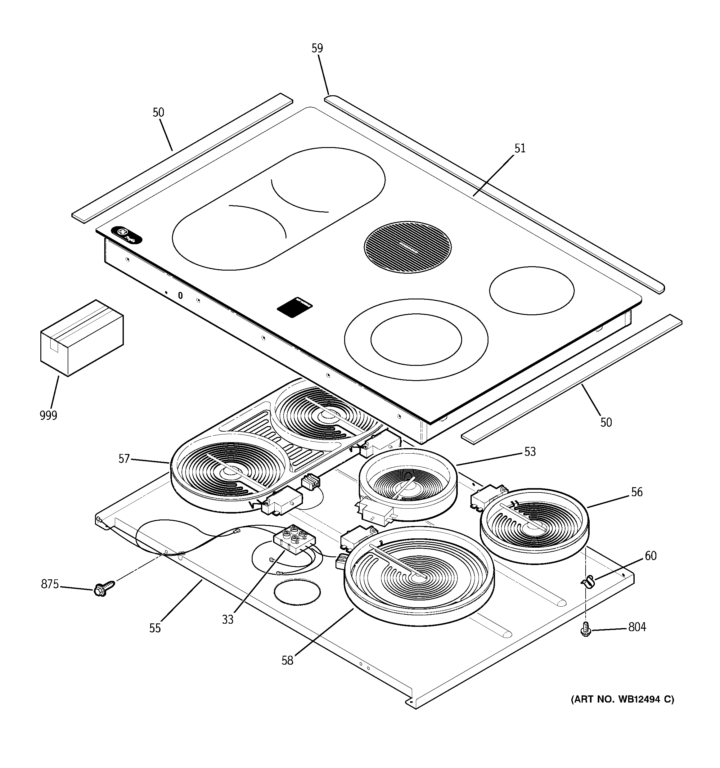 GE JD968BF1BB cooktop diagram