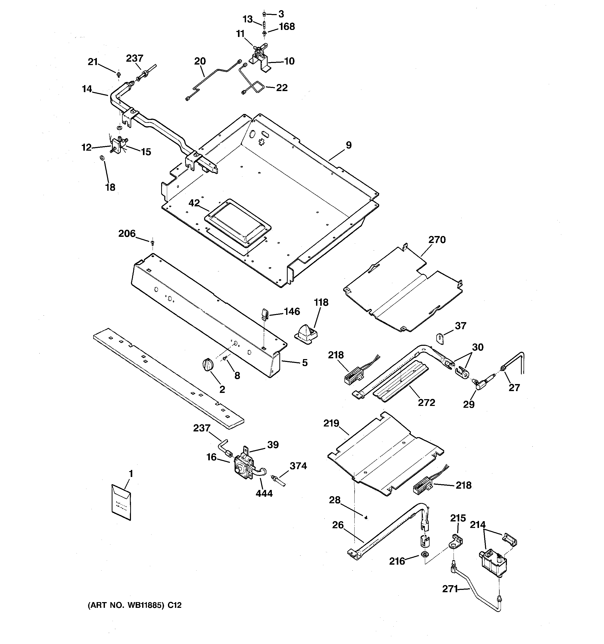 GE JGB920TEF1WW gas & burner parts diagram