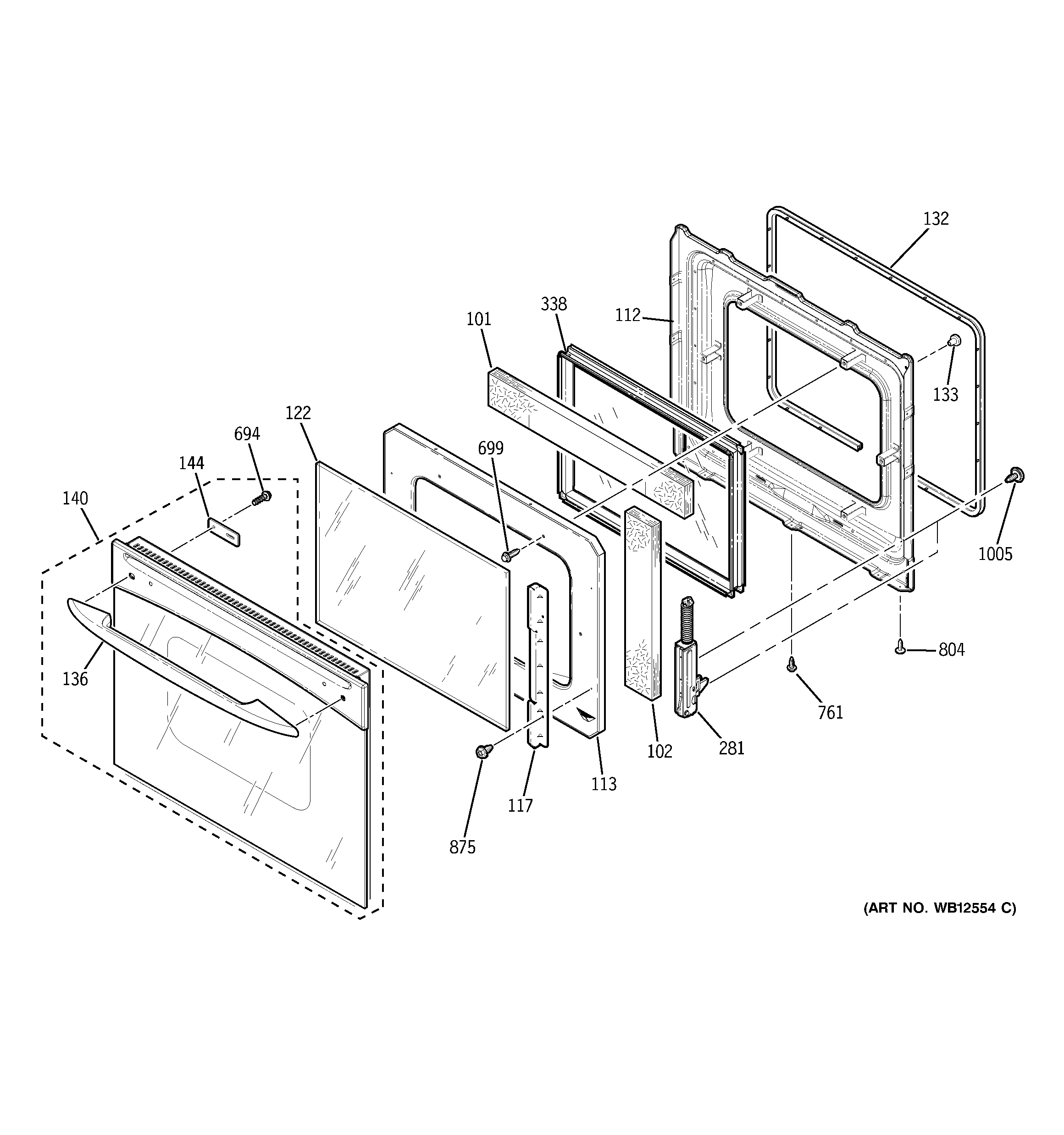 GE JK915WF1WW door diagram
