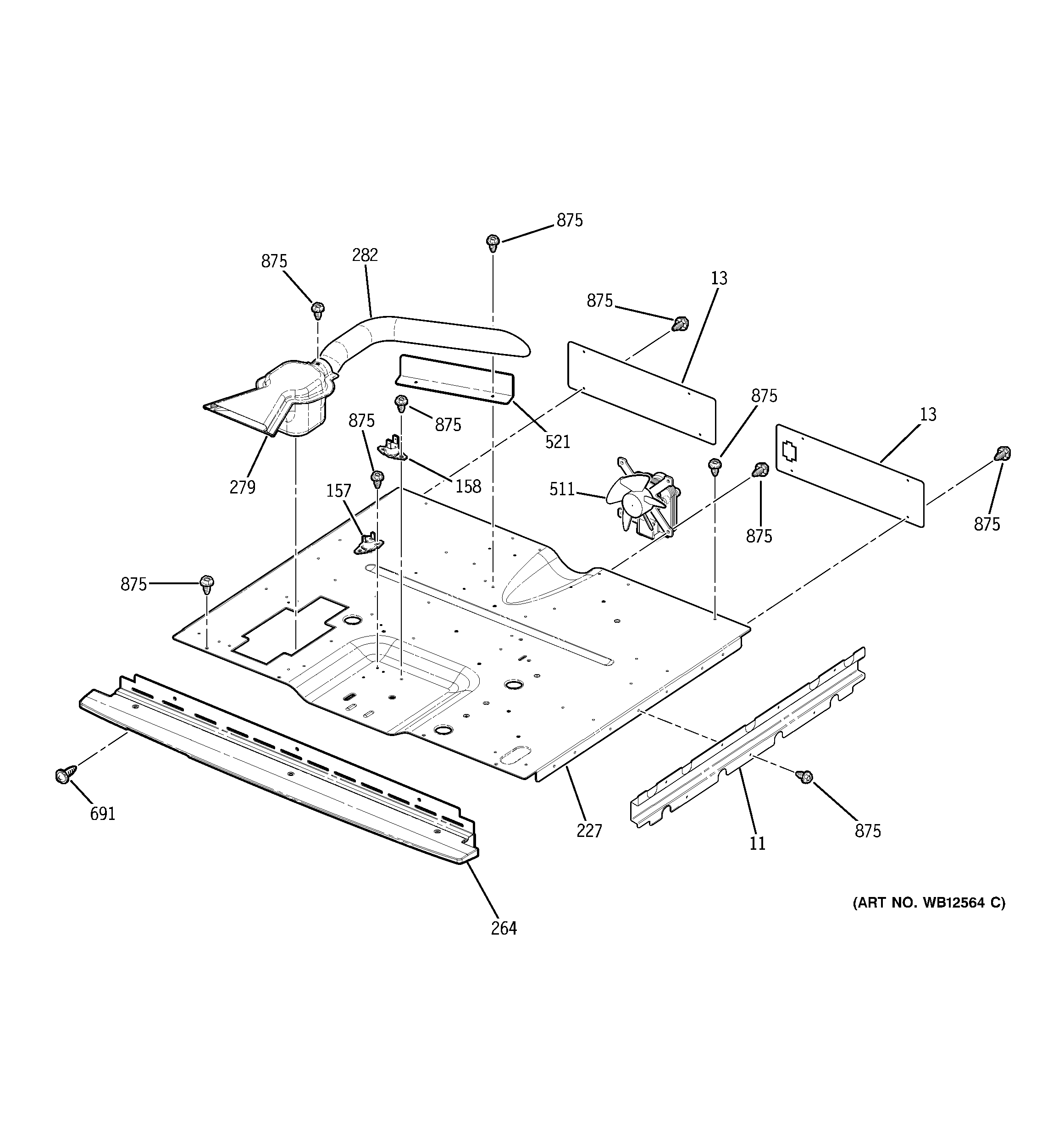 GE JK955WF1WW center spacer diagram