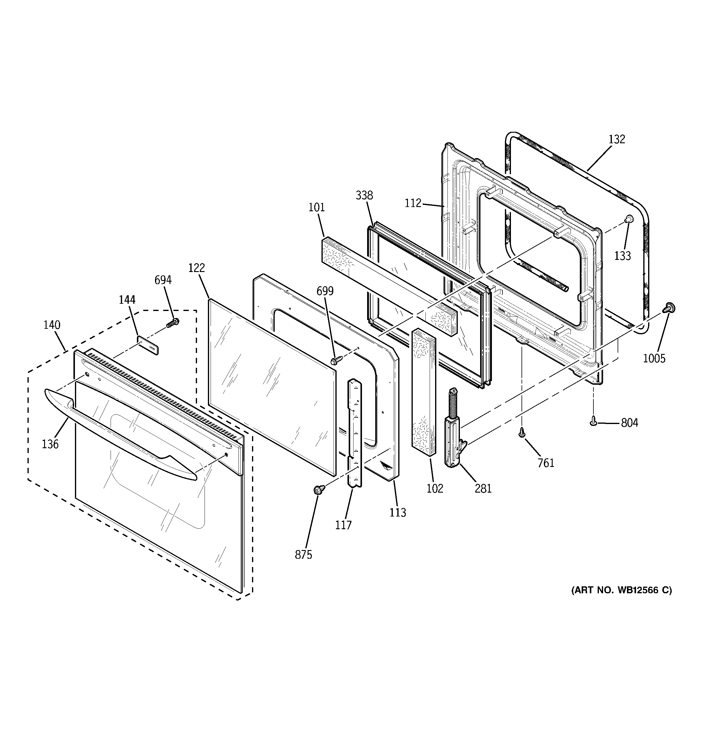 GE JK955WF1WW door diagram