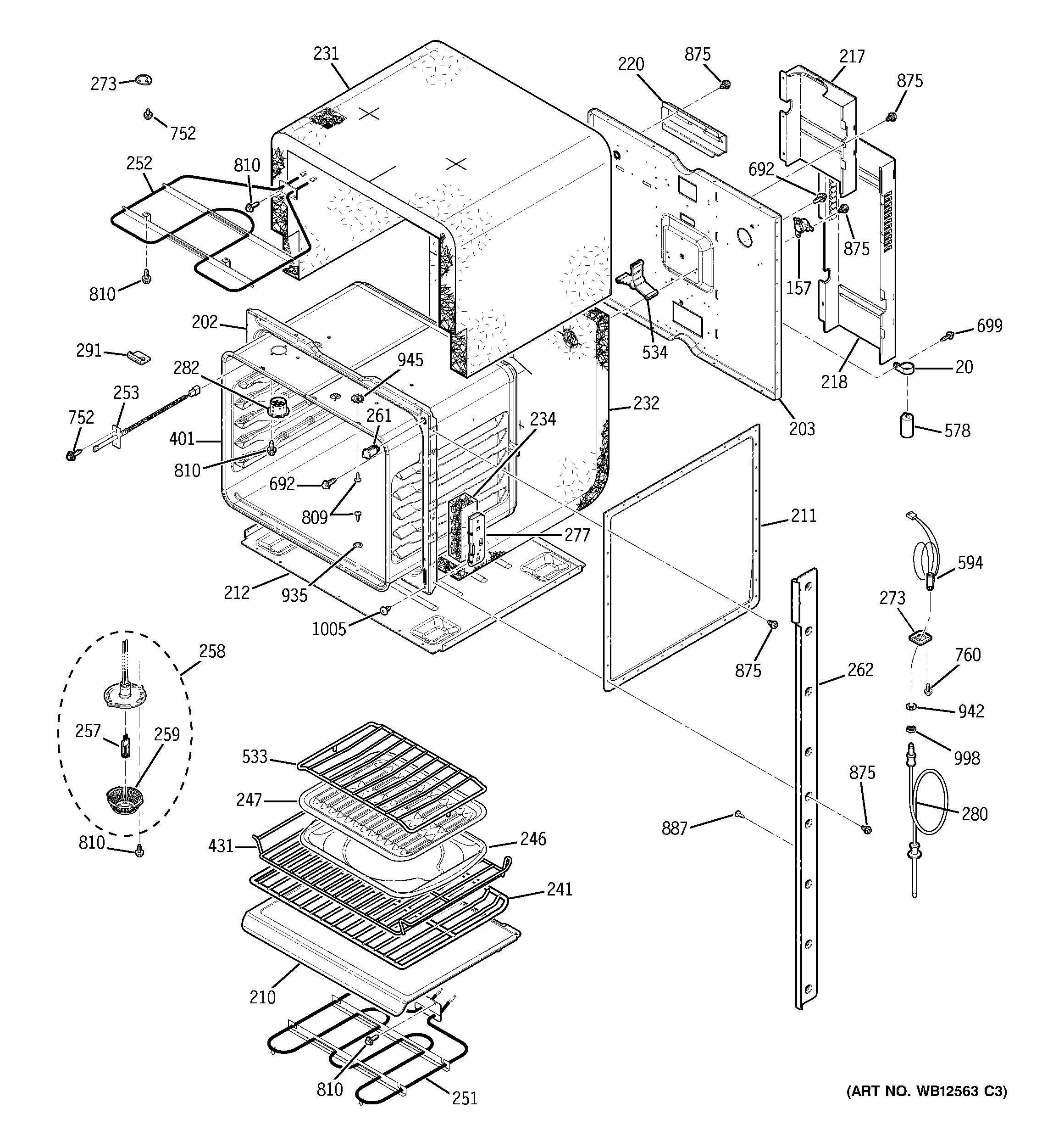 GE JK955CF4CC upper body diagram