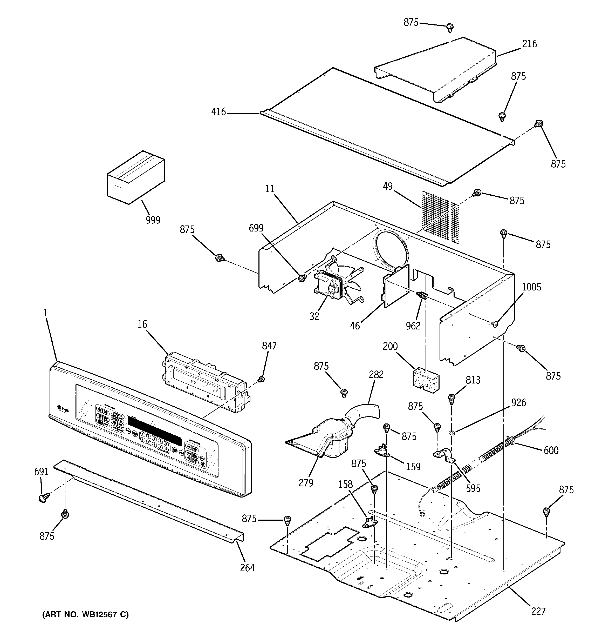 GE JK955SF1SS control panel & cooktop diagram