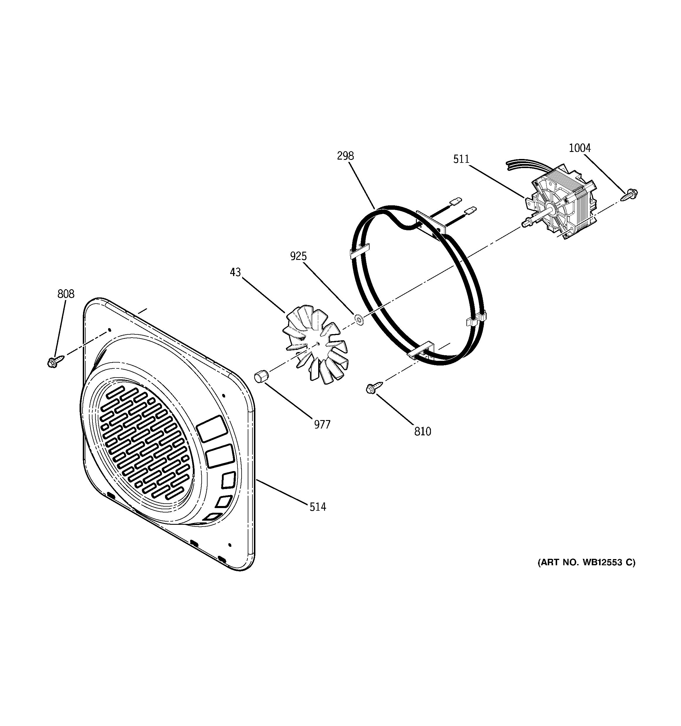 GE JK955SF3SS convection fan diagram