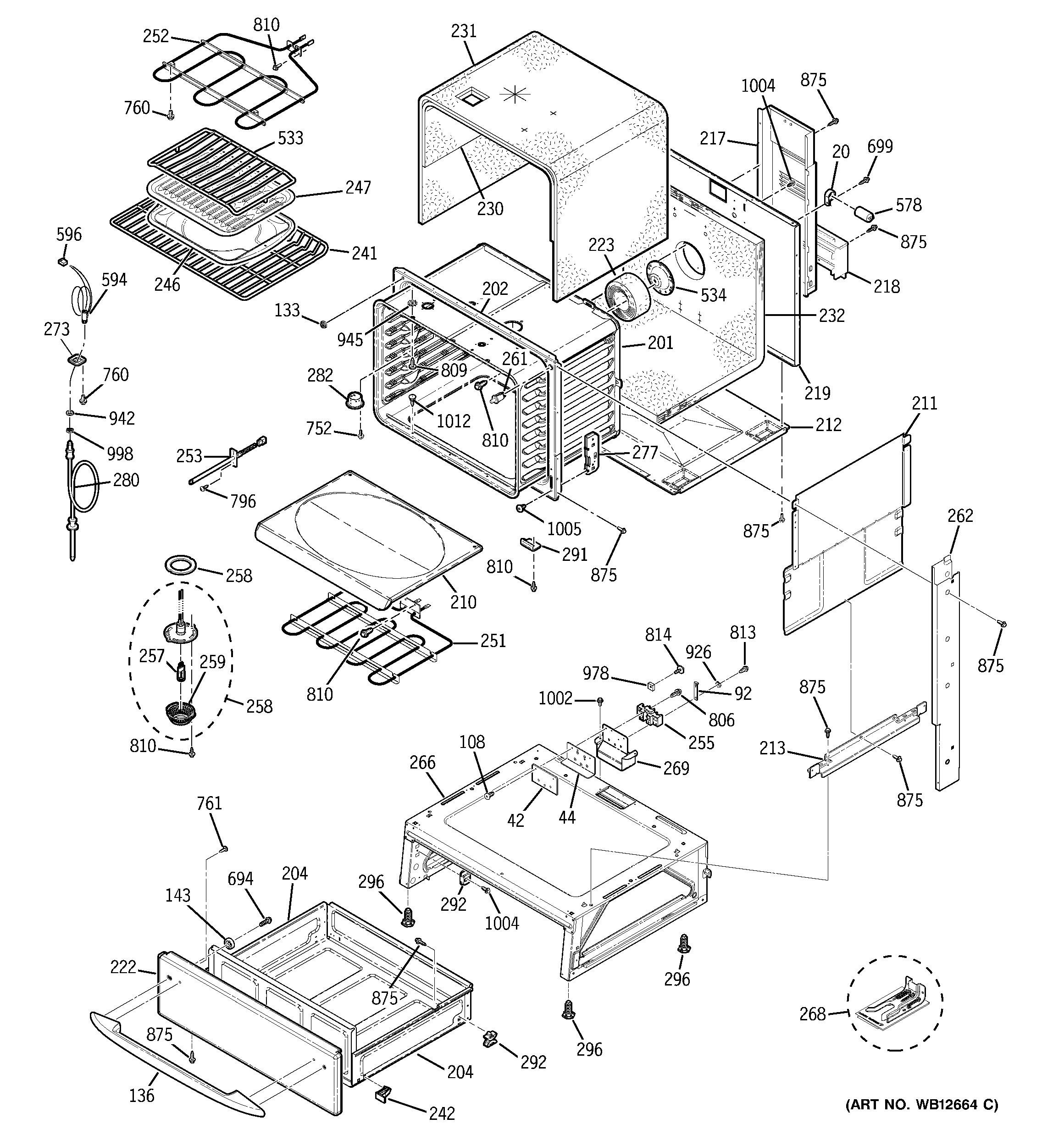 GE JS968KF1CC body parts diagram