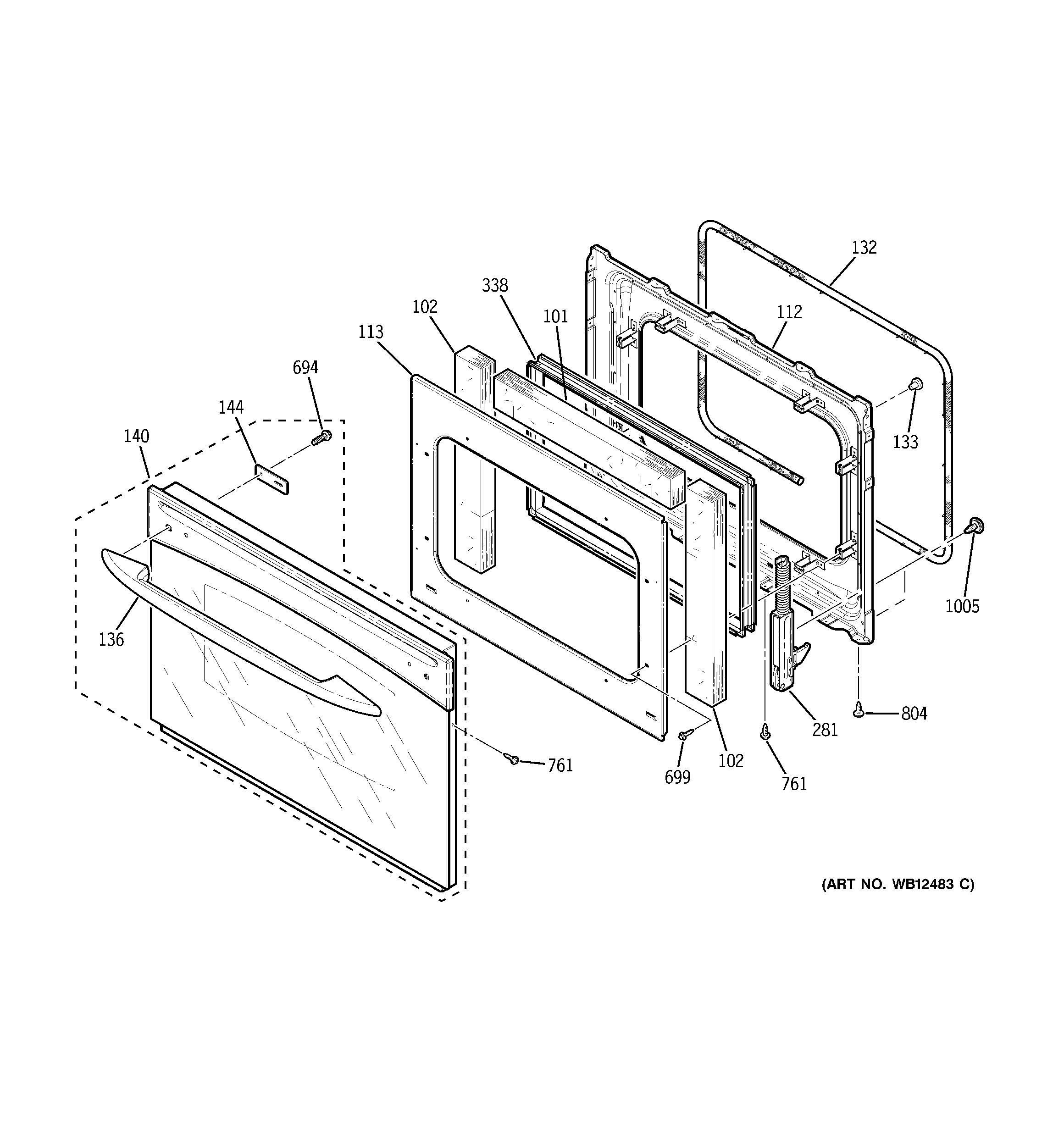 GE JT915WF1WW door diagram